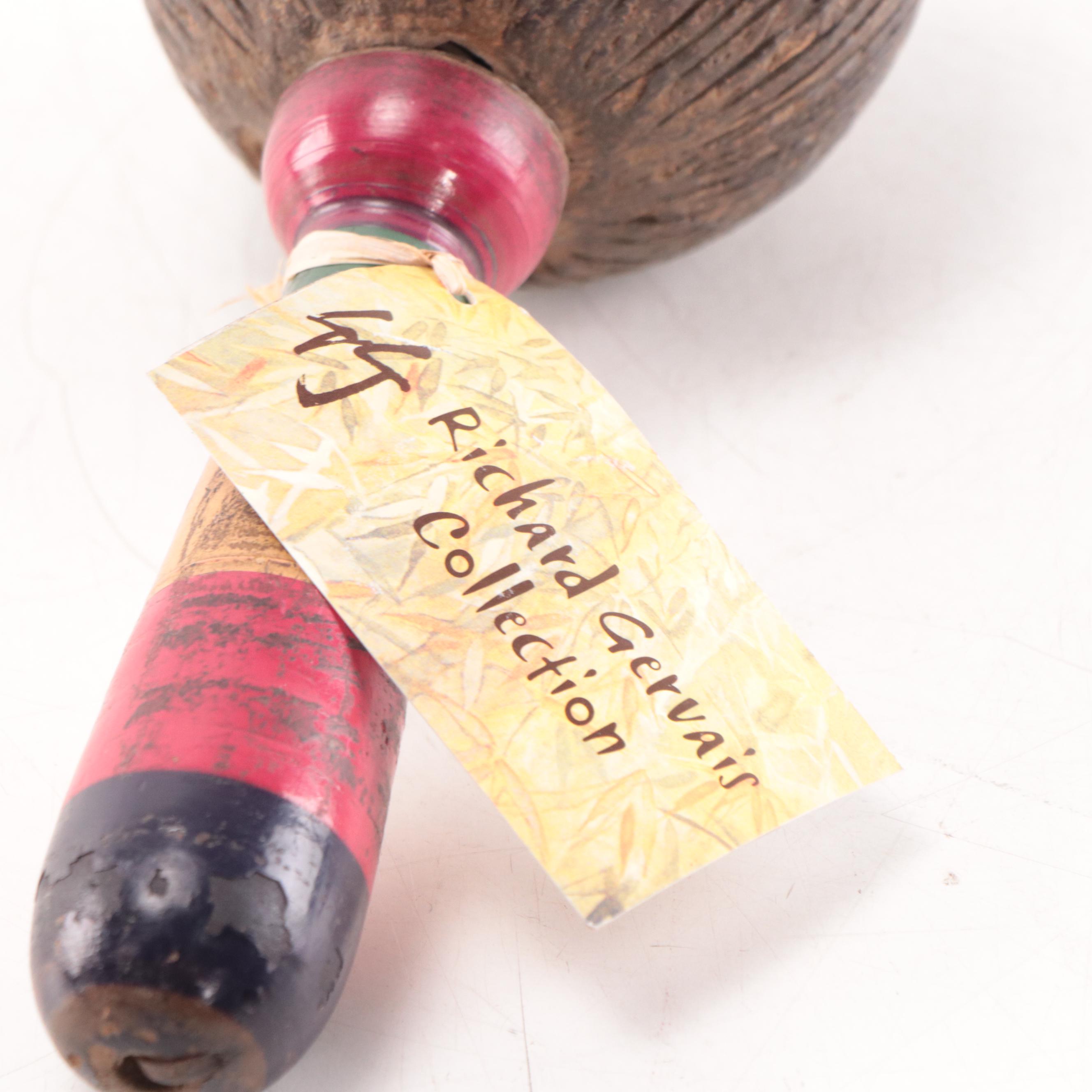 Carved Wood Objects Including Shaker, Mid-20th Century