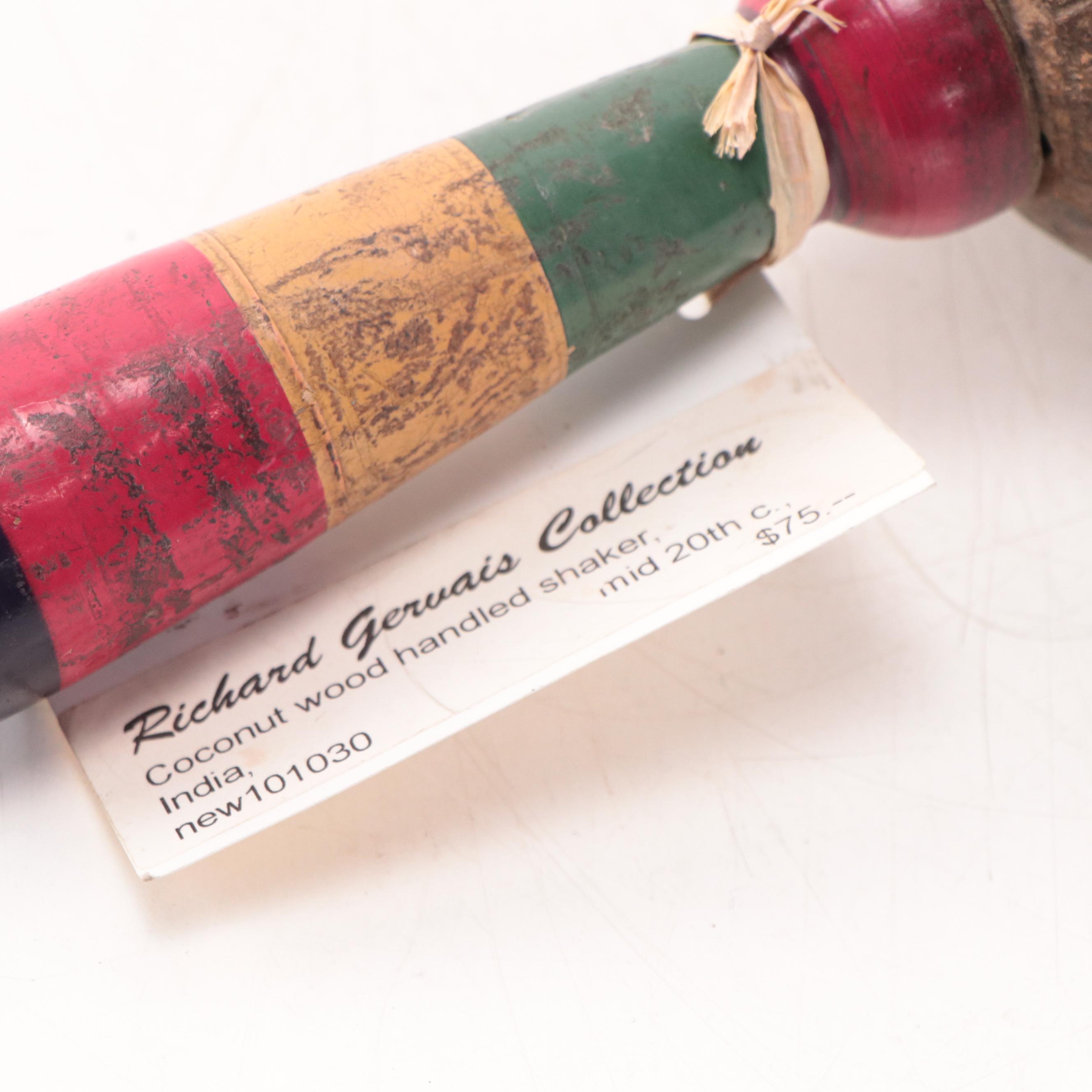 Carved Wood Objects Including Shaker, Mid-20th Century