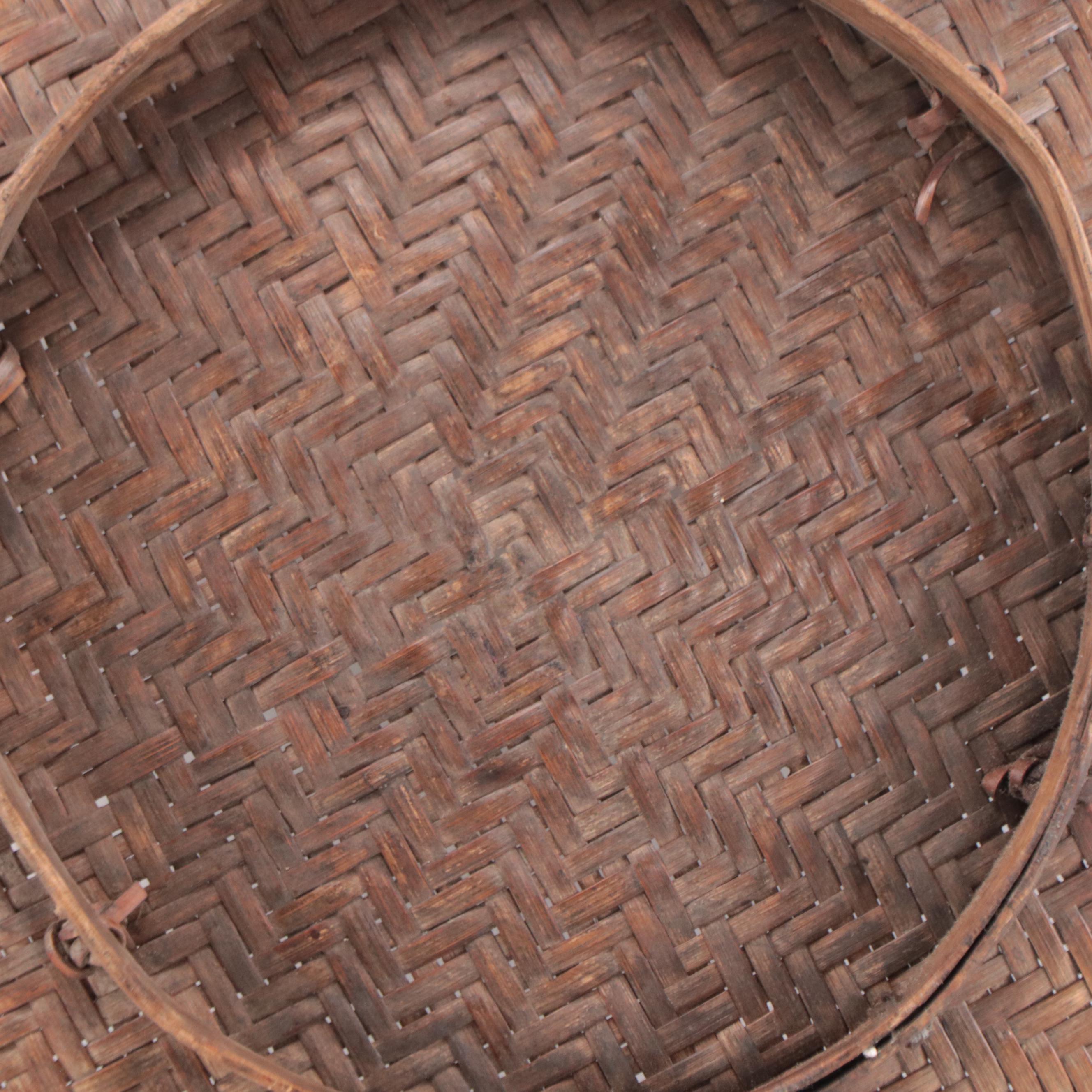 Southeast Asian Hand Woven Basket With Knotted Detail