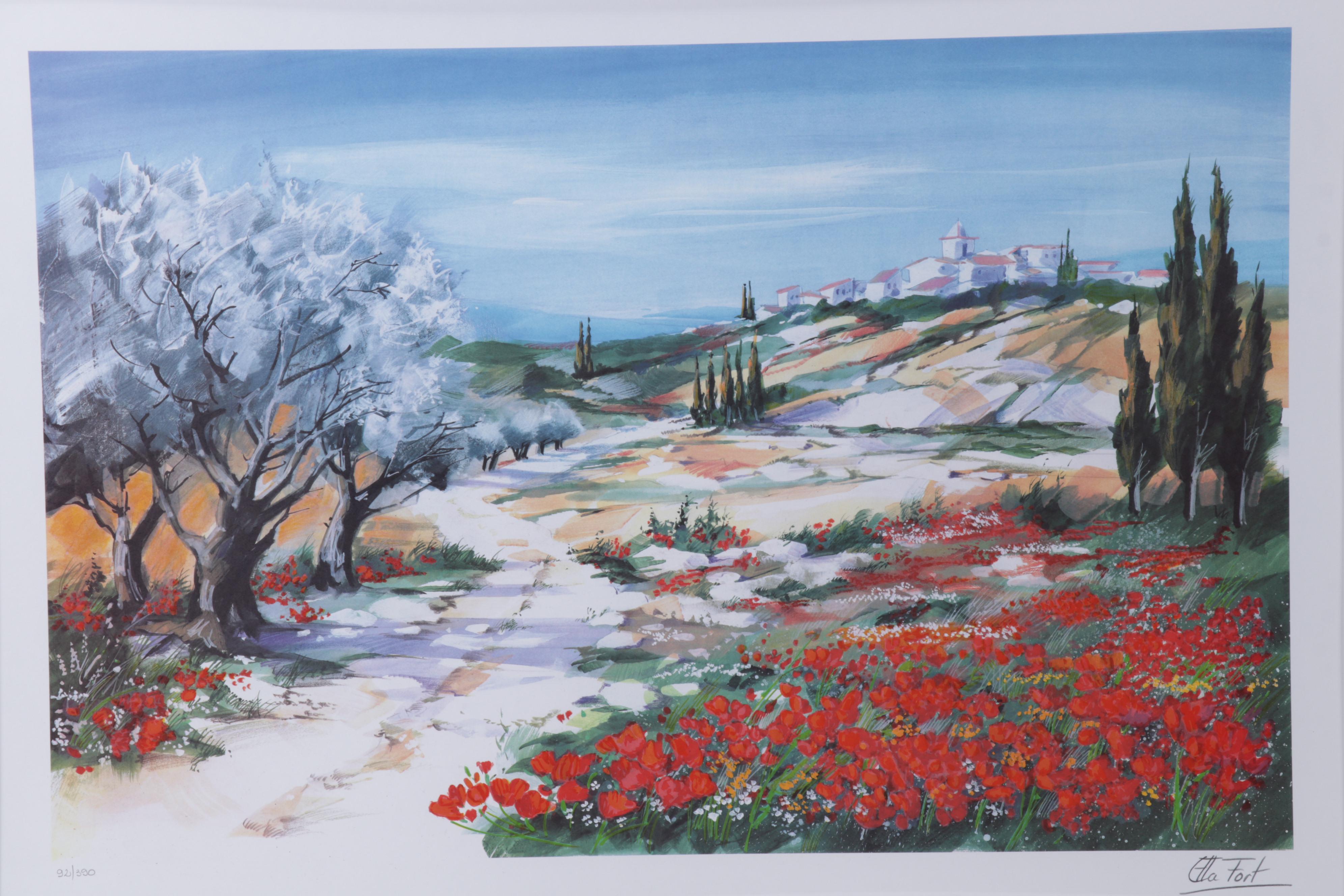 Ella Fort Color Lithograph "Flower Field (Champ Fleuri)," 21st Century