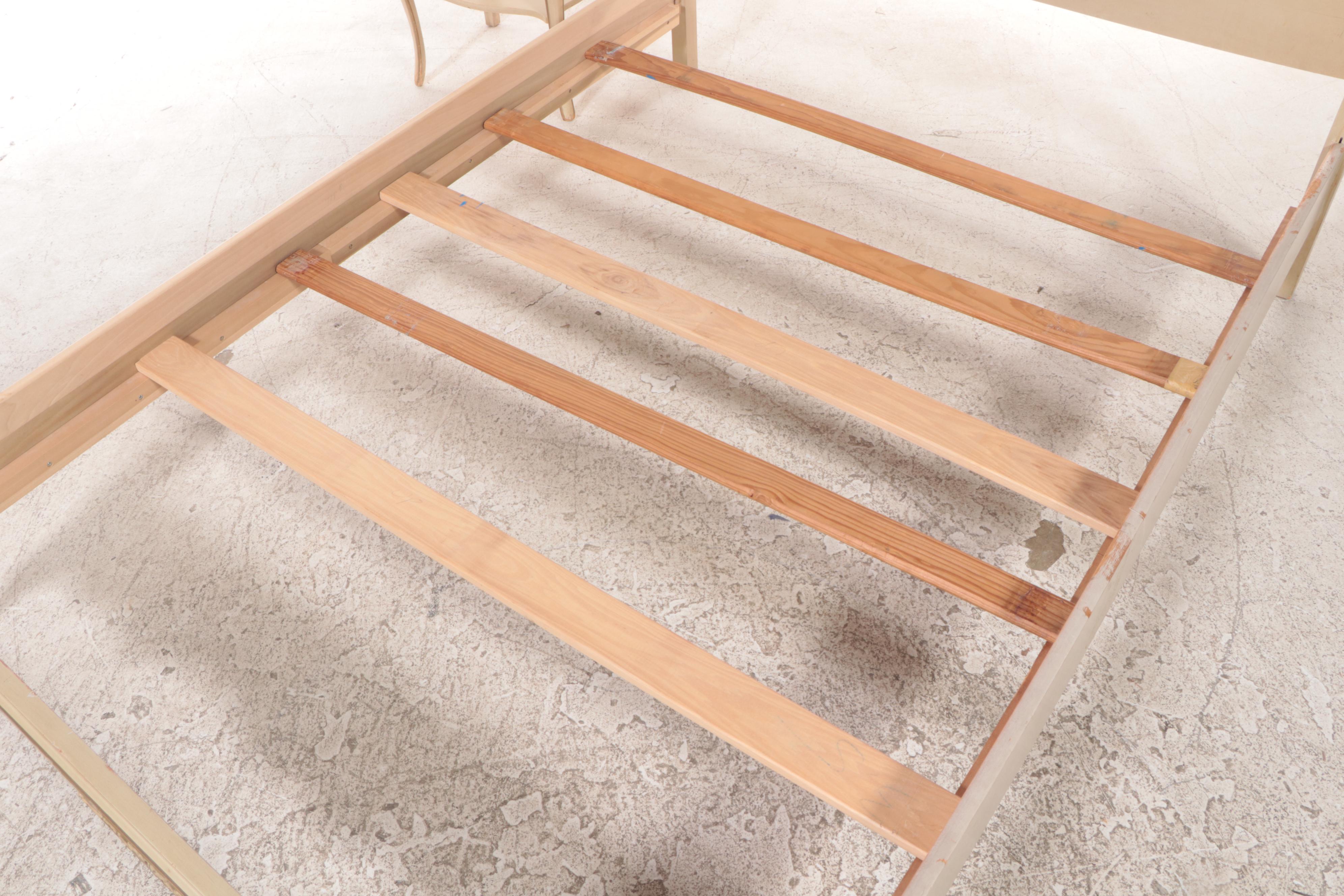 French Provincial Style Painted Full Bed Frame and Nightstand