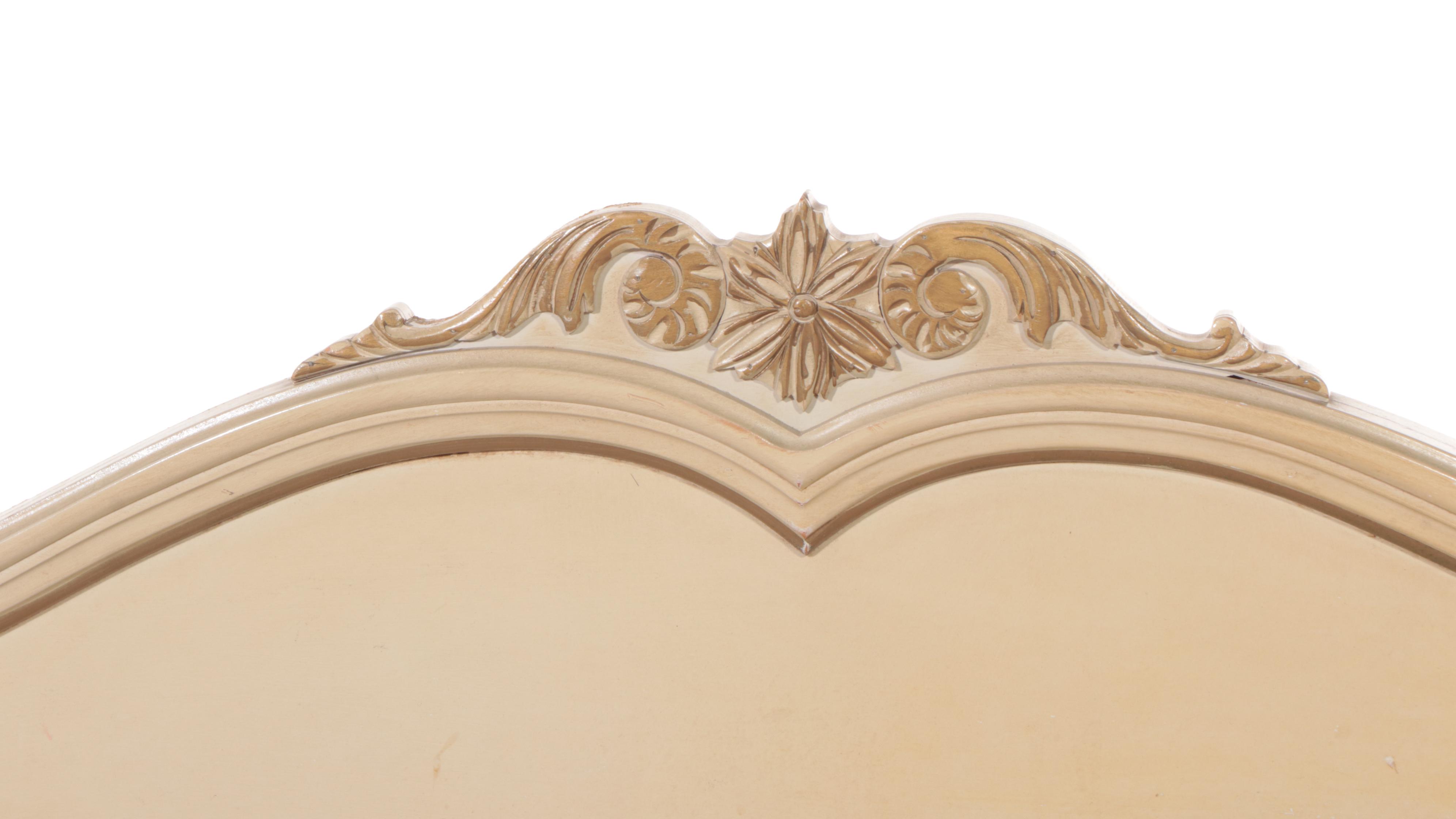 French Provincial Style Painted Full Bed Frame and Nightstand