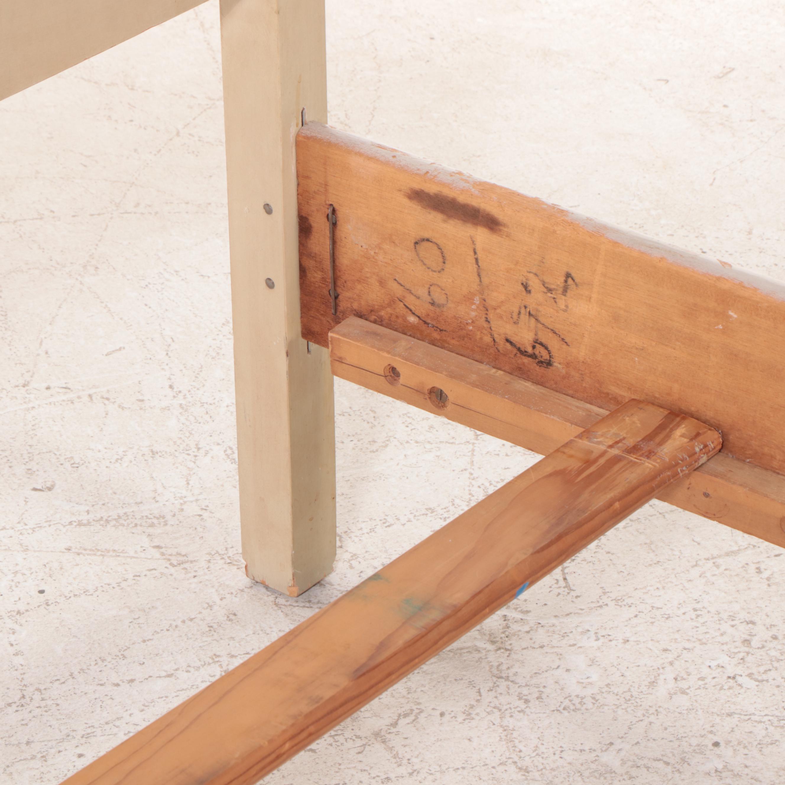 French Provincial Style Painted Full Bed Frame and Nightstand