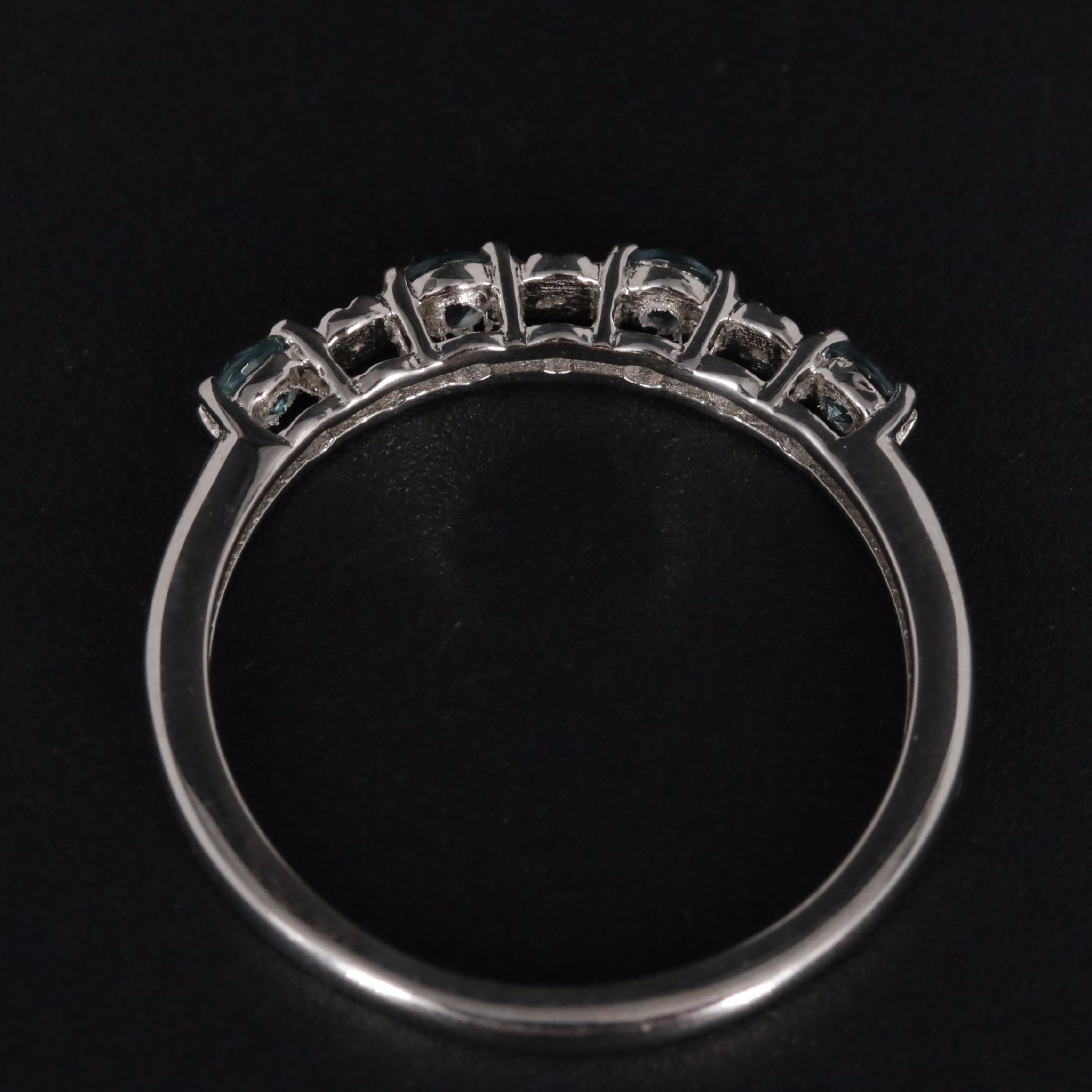 Sterling Light Blue Topaz and Cubic Zirconia Band