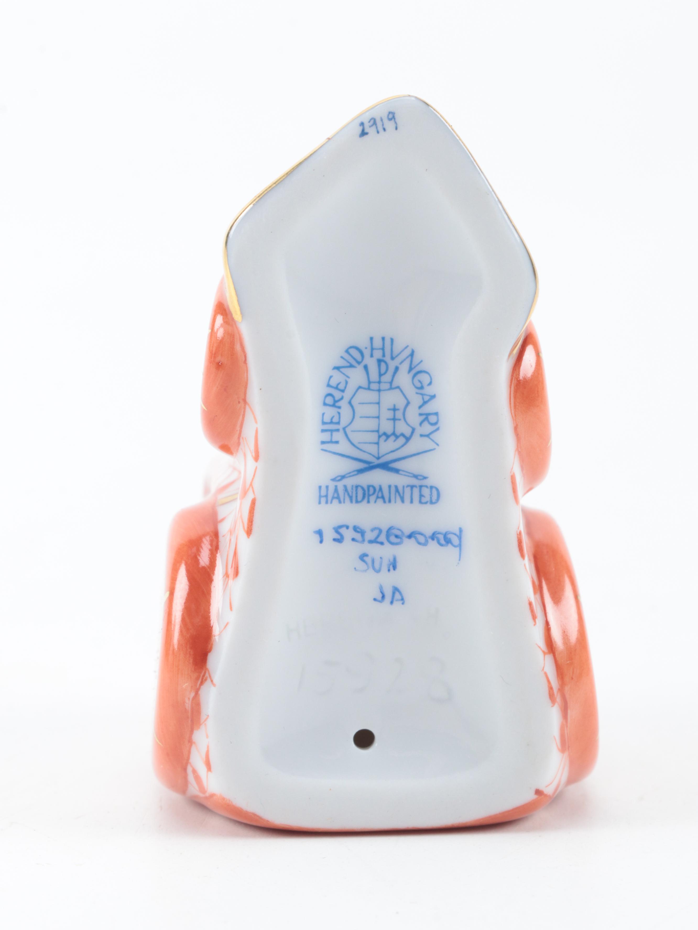 Herend Rust Fishnet with Gold "Train" Porcelain Figurine