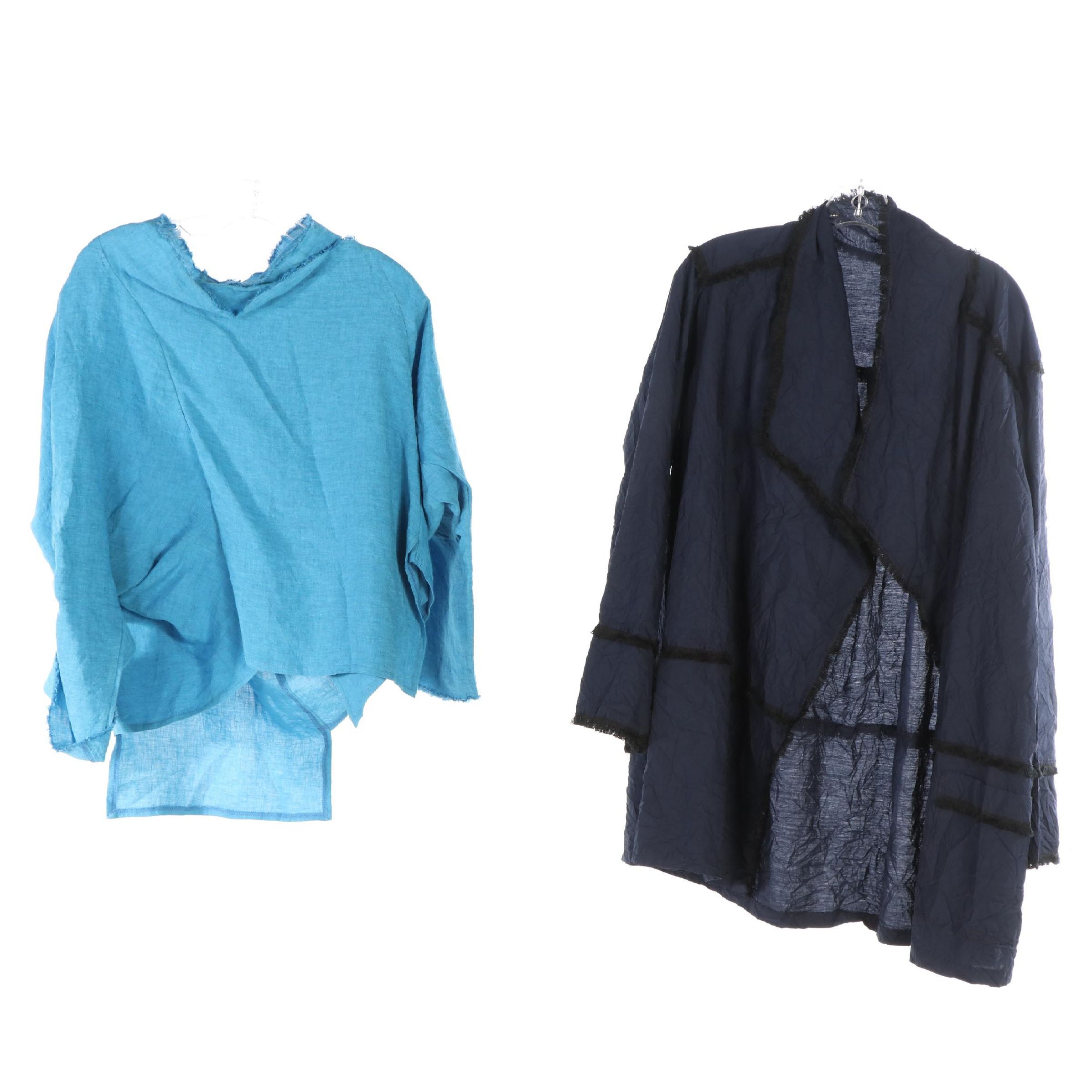 Terry Macey and Ray Harris Linen Top and Crinkle Cardigan