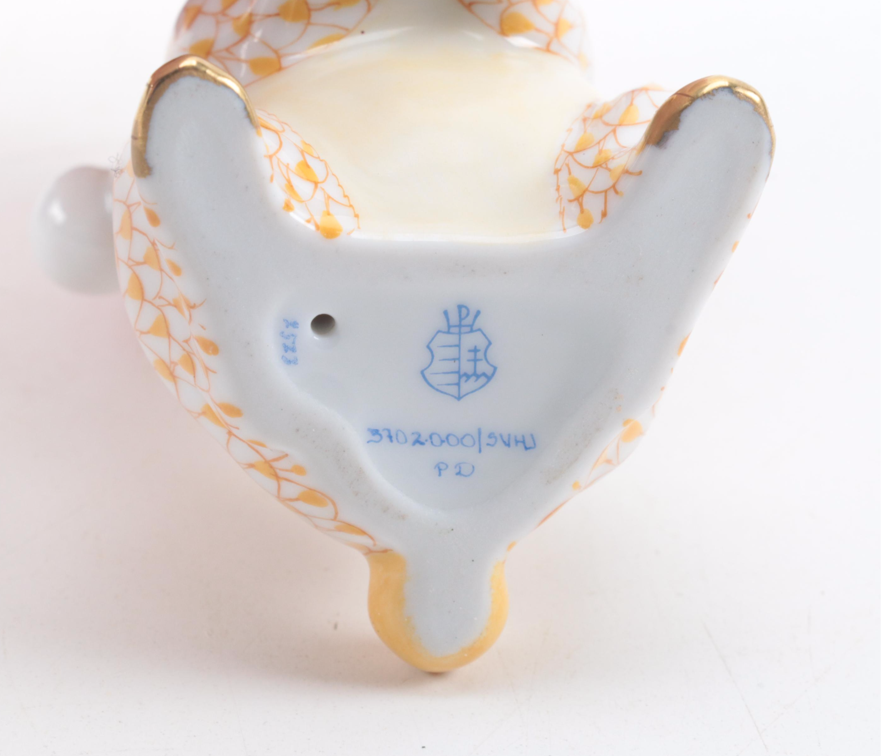 Herend Butterscotch Fishnet with Gold "Christmas Bunny" Porcelain Figurine