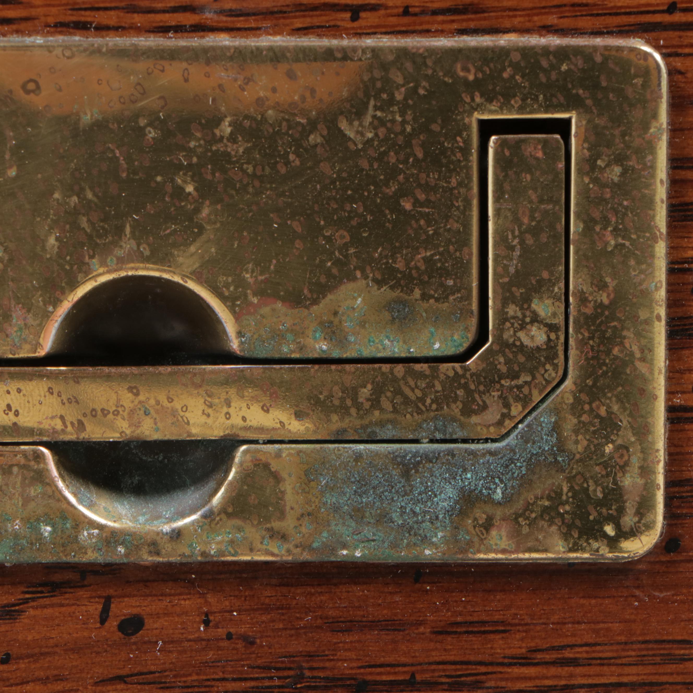 Henredon Campaign Style Brass-Mounted Oak Seven-Drawer Chest