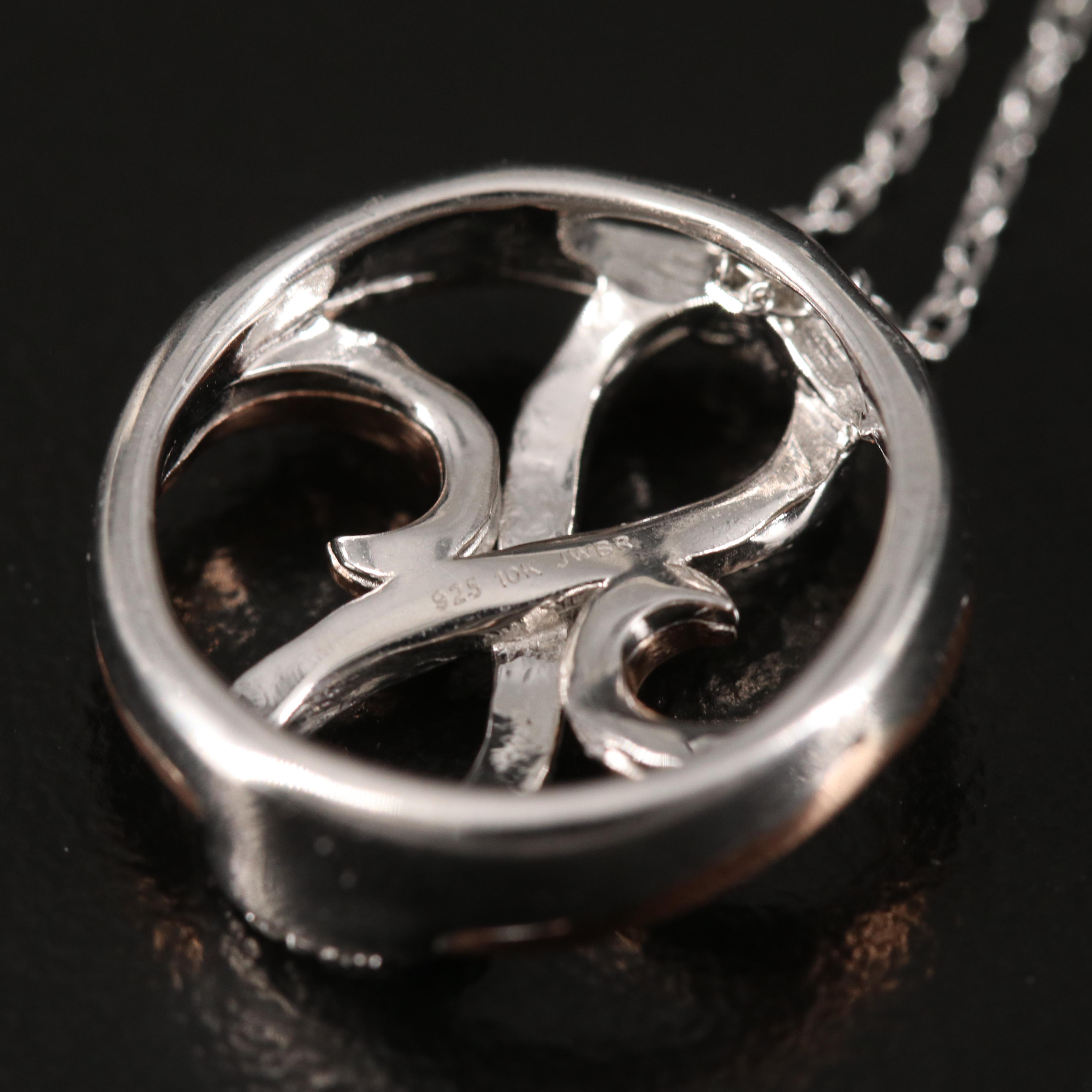 Sterling Diamond Infinity Pendant with 10K Accent and Chain