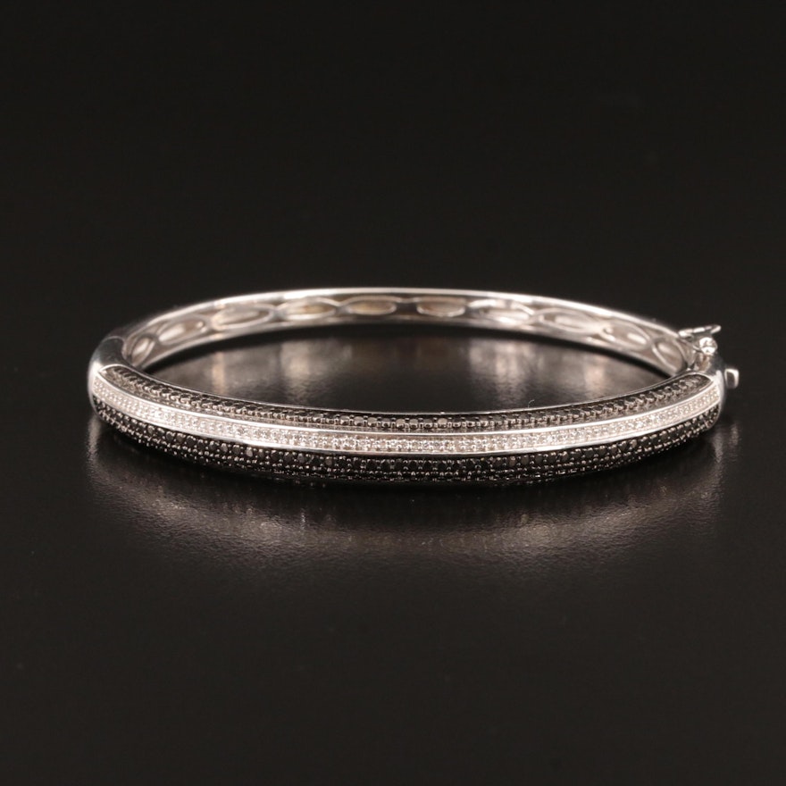 Sterling Diamond Hinged Bangle