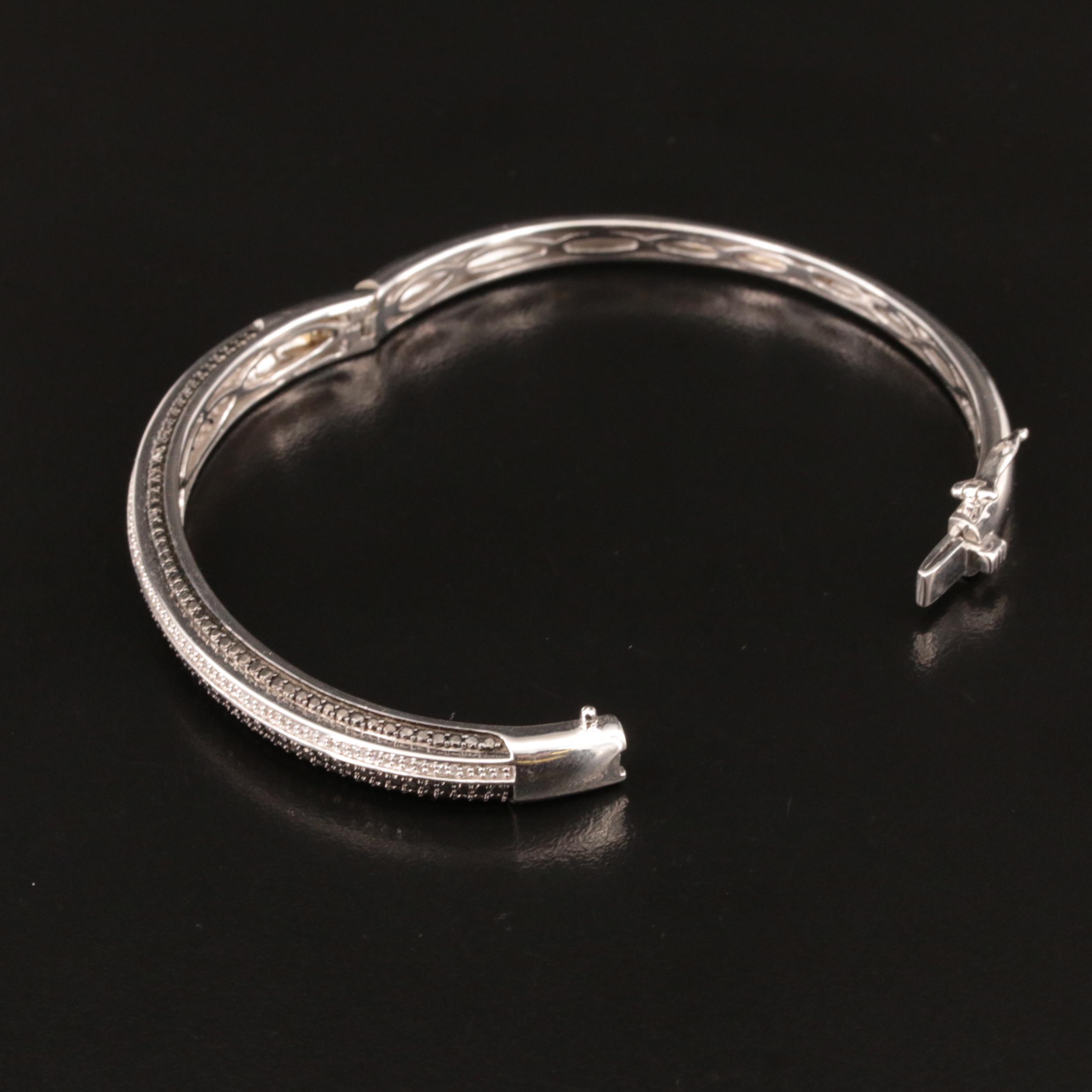 Sterling Diamond Hinged Bangle