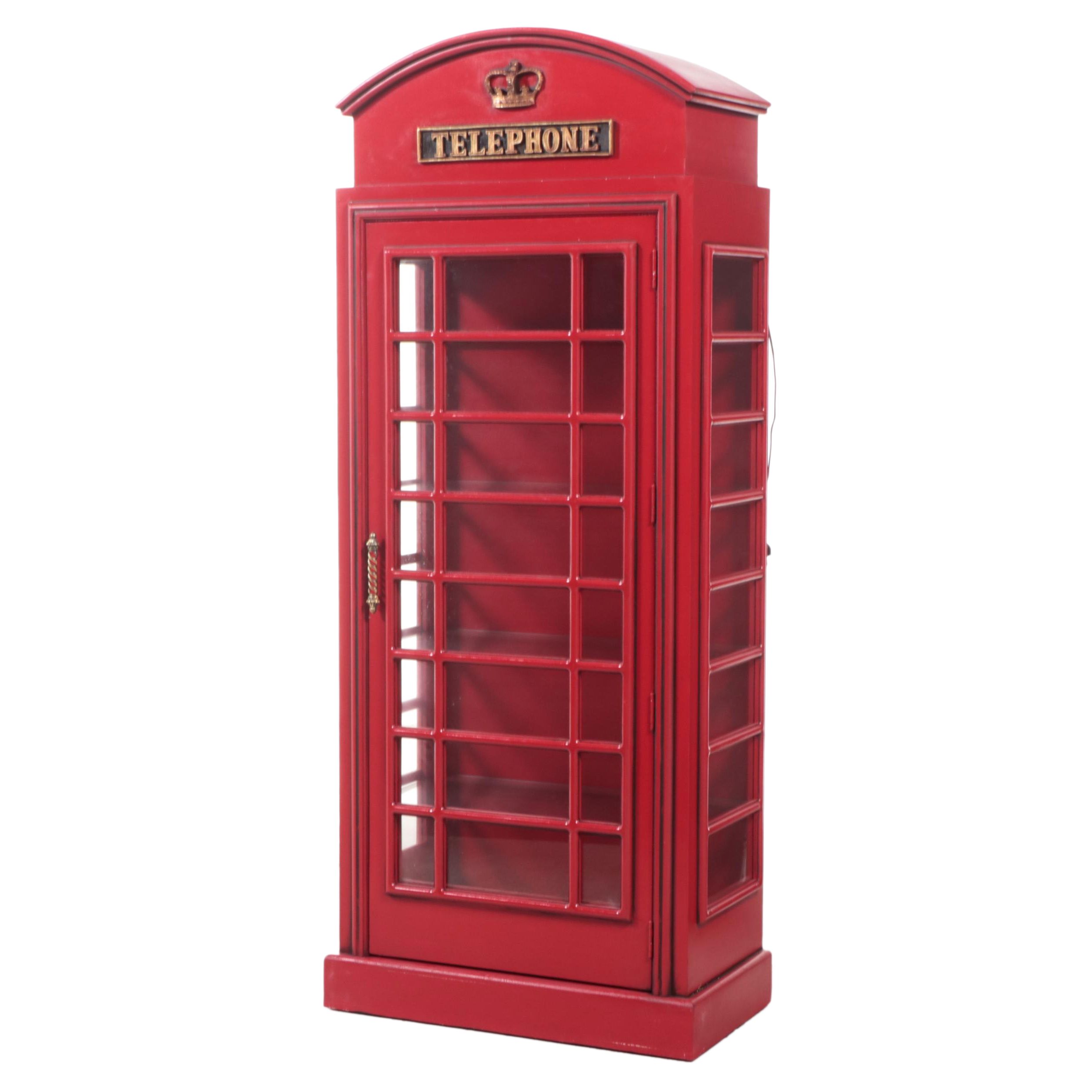 British Telephone Booth-Form Illuminated Display Cabinet