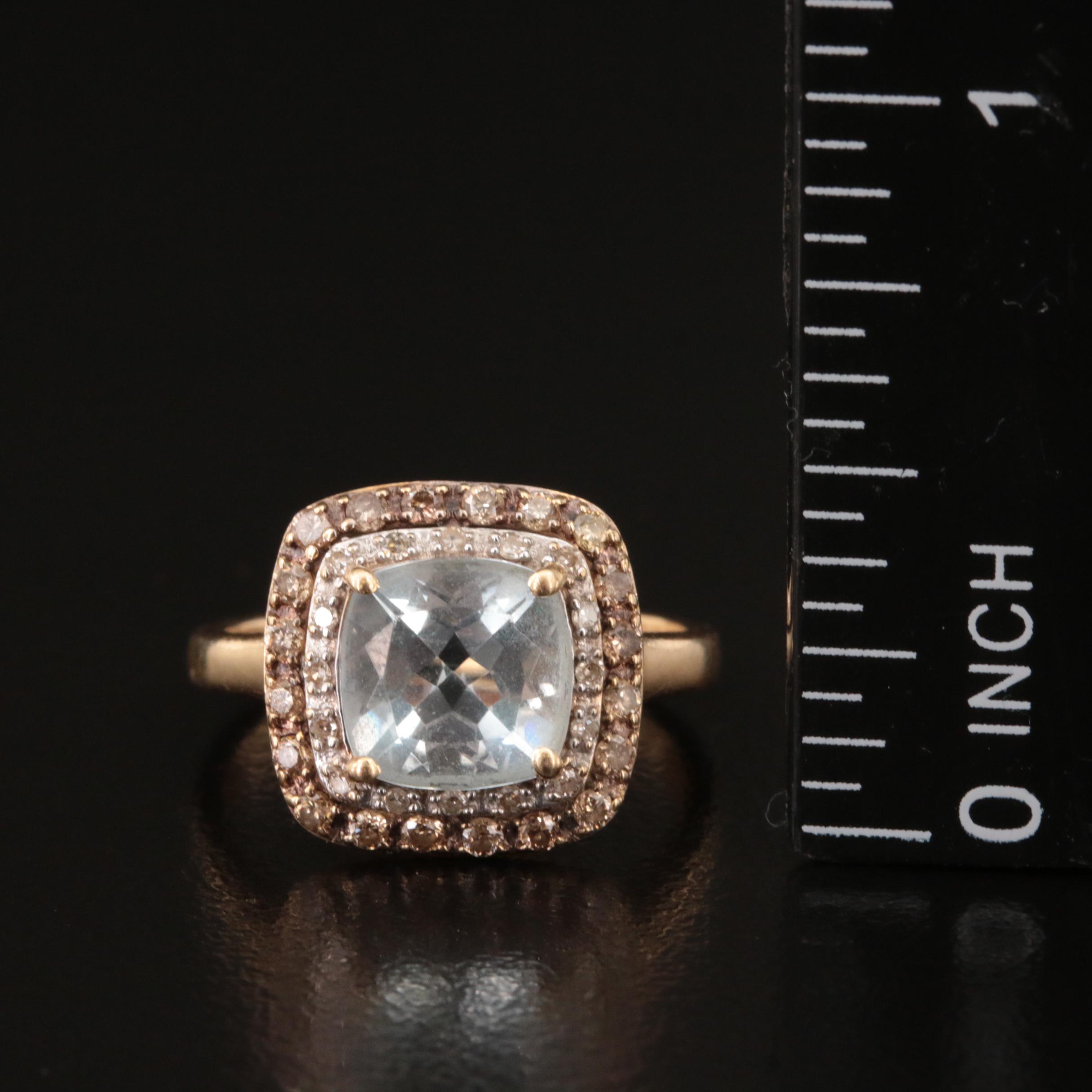 14K Aquamarine and Diamond Ring