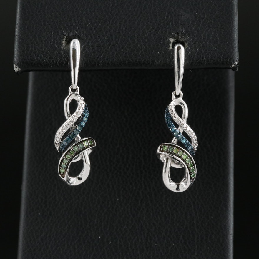 Sterling Diamond Twist Earrings