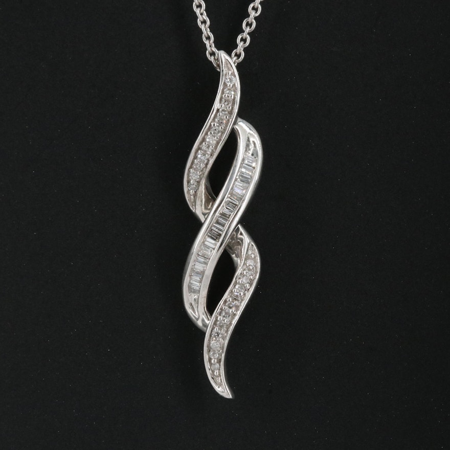 Sterling Diamond Pendant Necklace