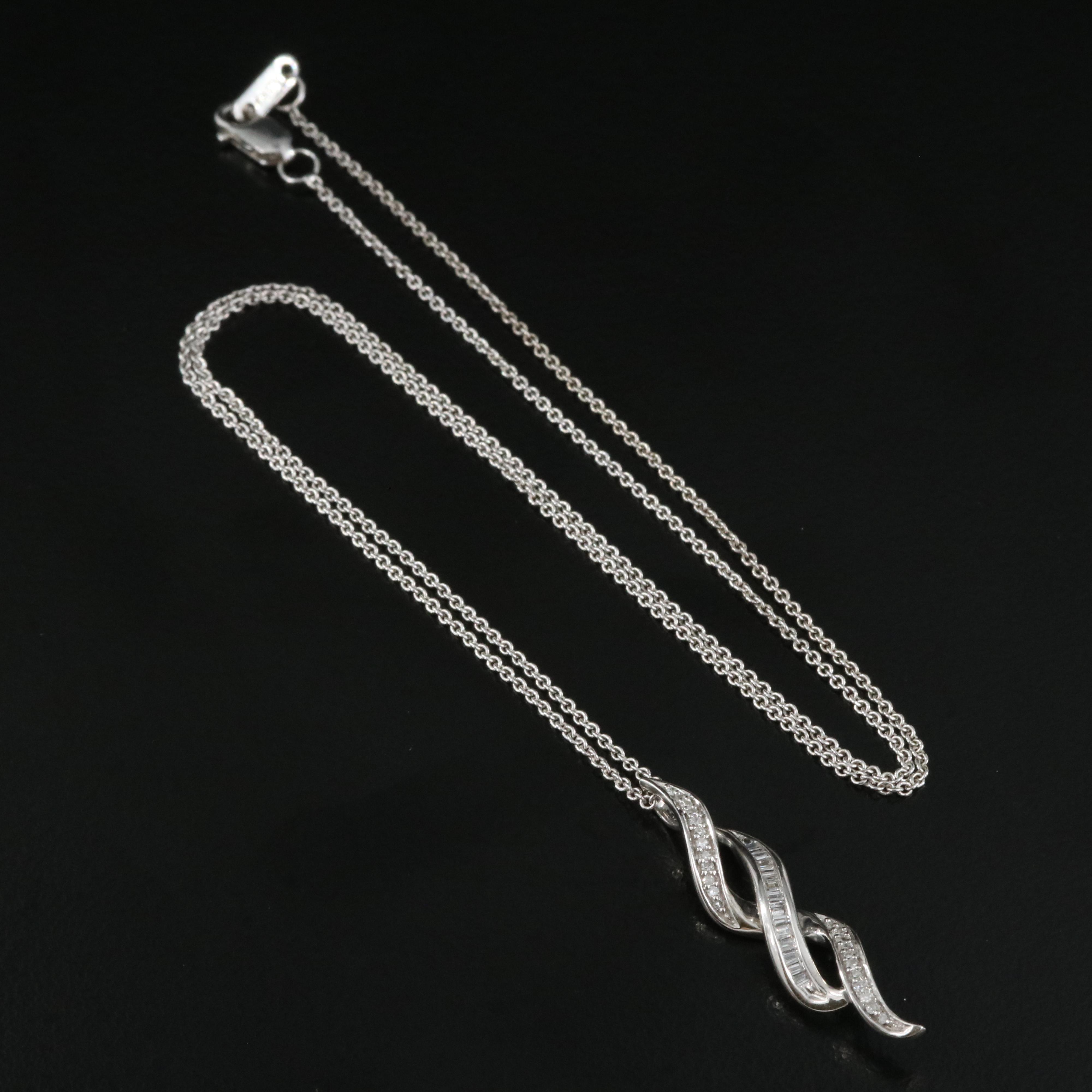Sterling Diamond Pendant Necklace