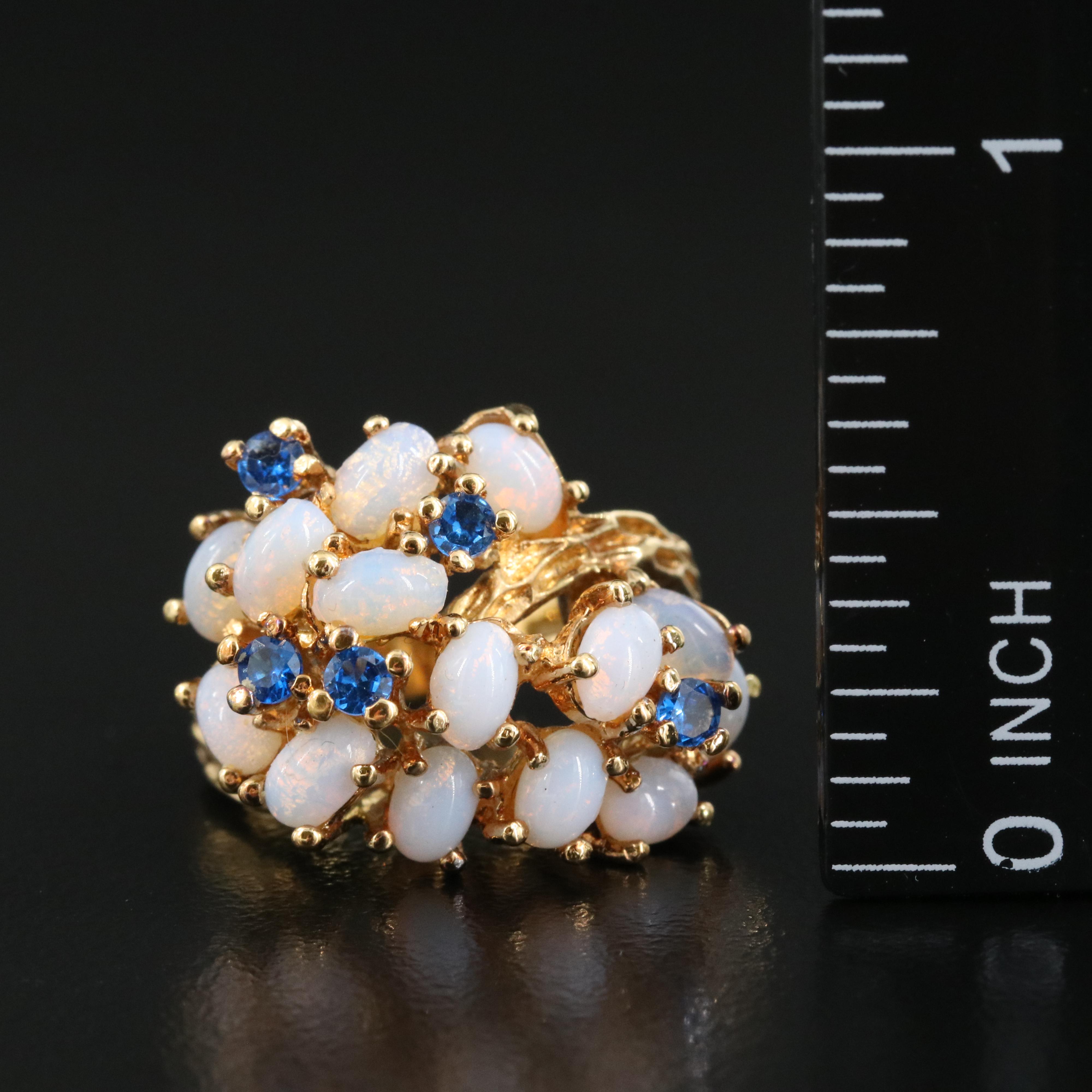 Sterling Faux Opal and Spinel Ring