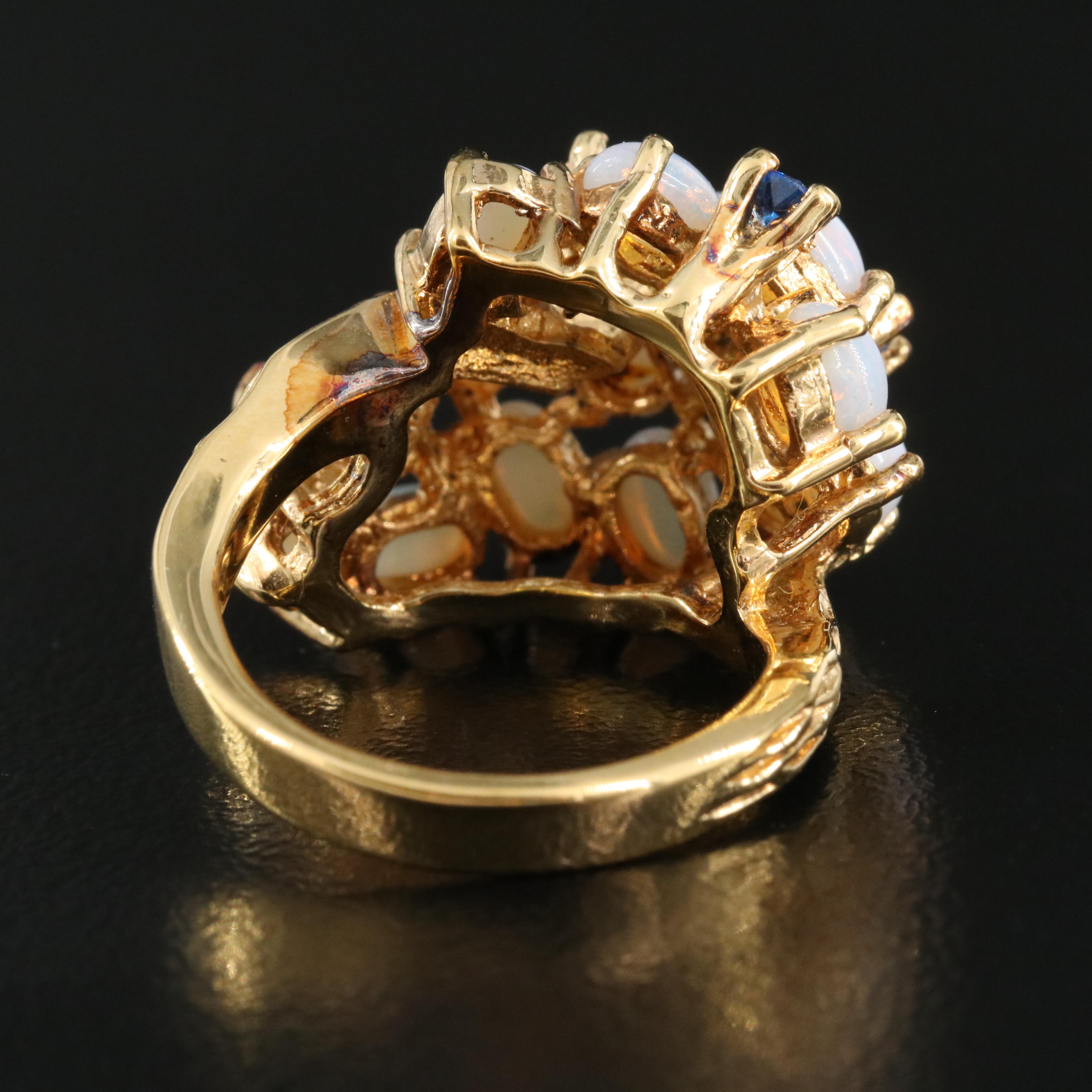 Sterling Faux Opal and Spinel Ring