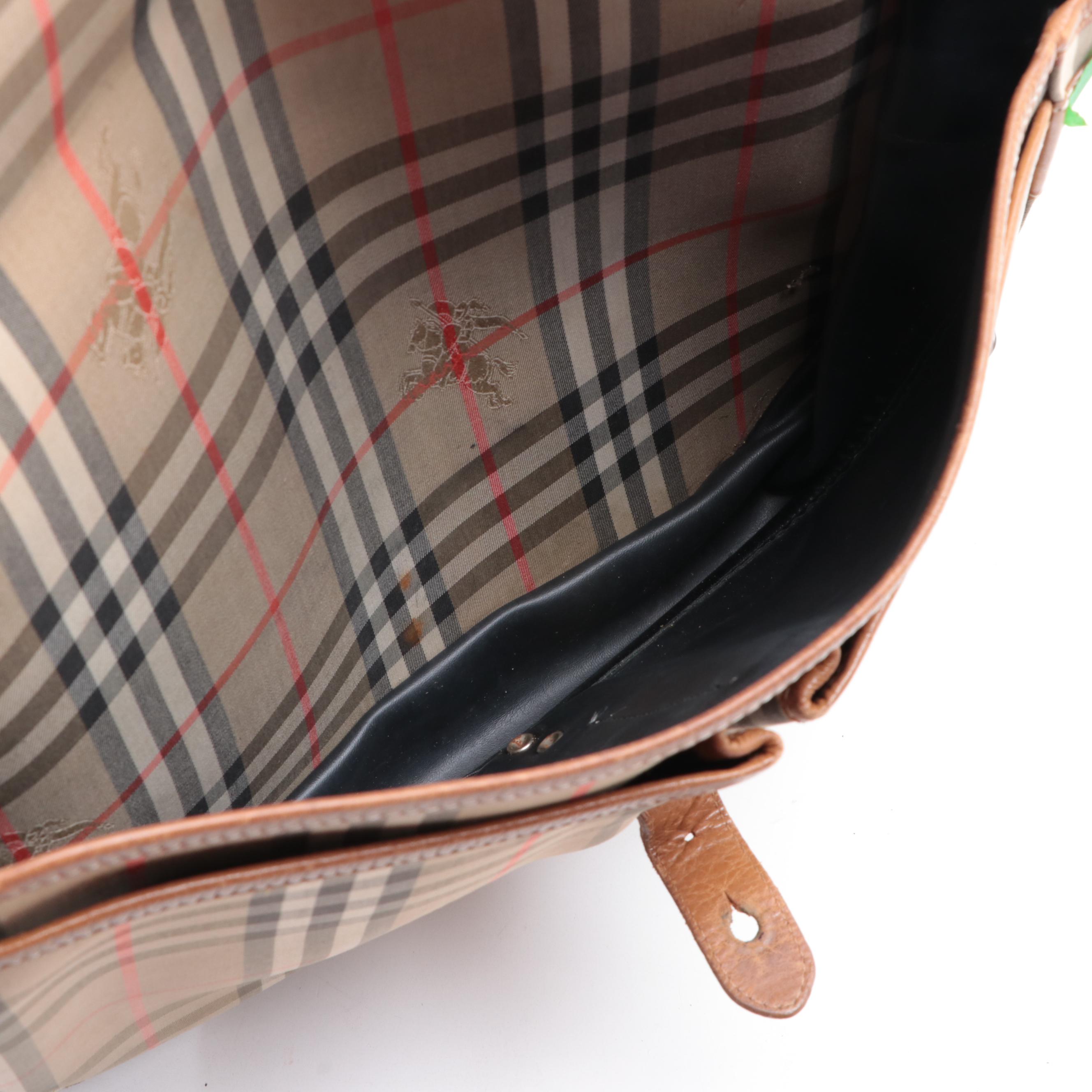 Burberrys Medium Flap Messenger Bag in Haymarket Check Gabardine/Leather