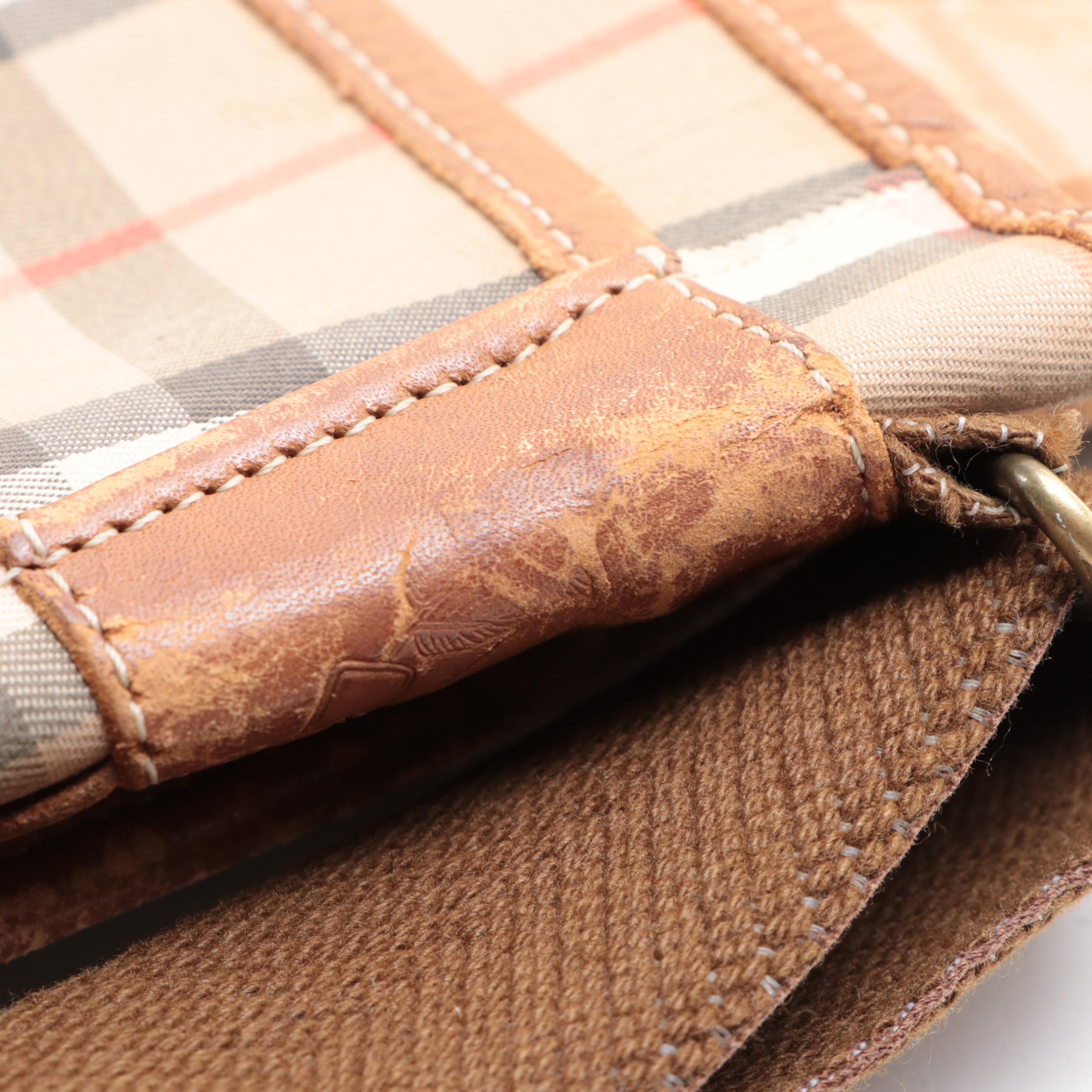 Burberrys Medium Flap Messenger Bag in Haymarket Check Gabardine/Leather