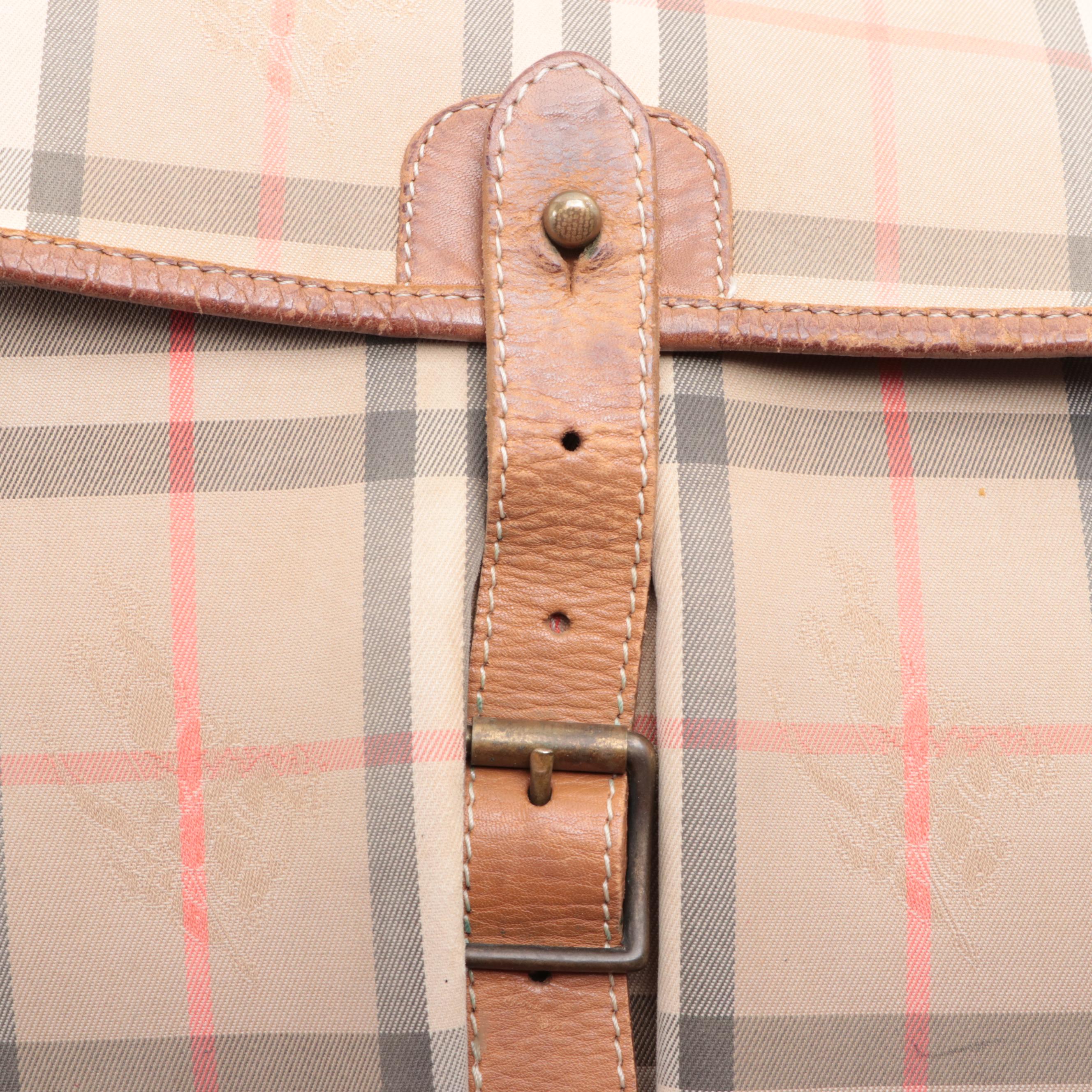 Burberrys Medium Flap Messenger Bag in Haymarket Check Gabardine/Leather