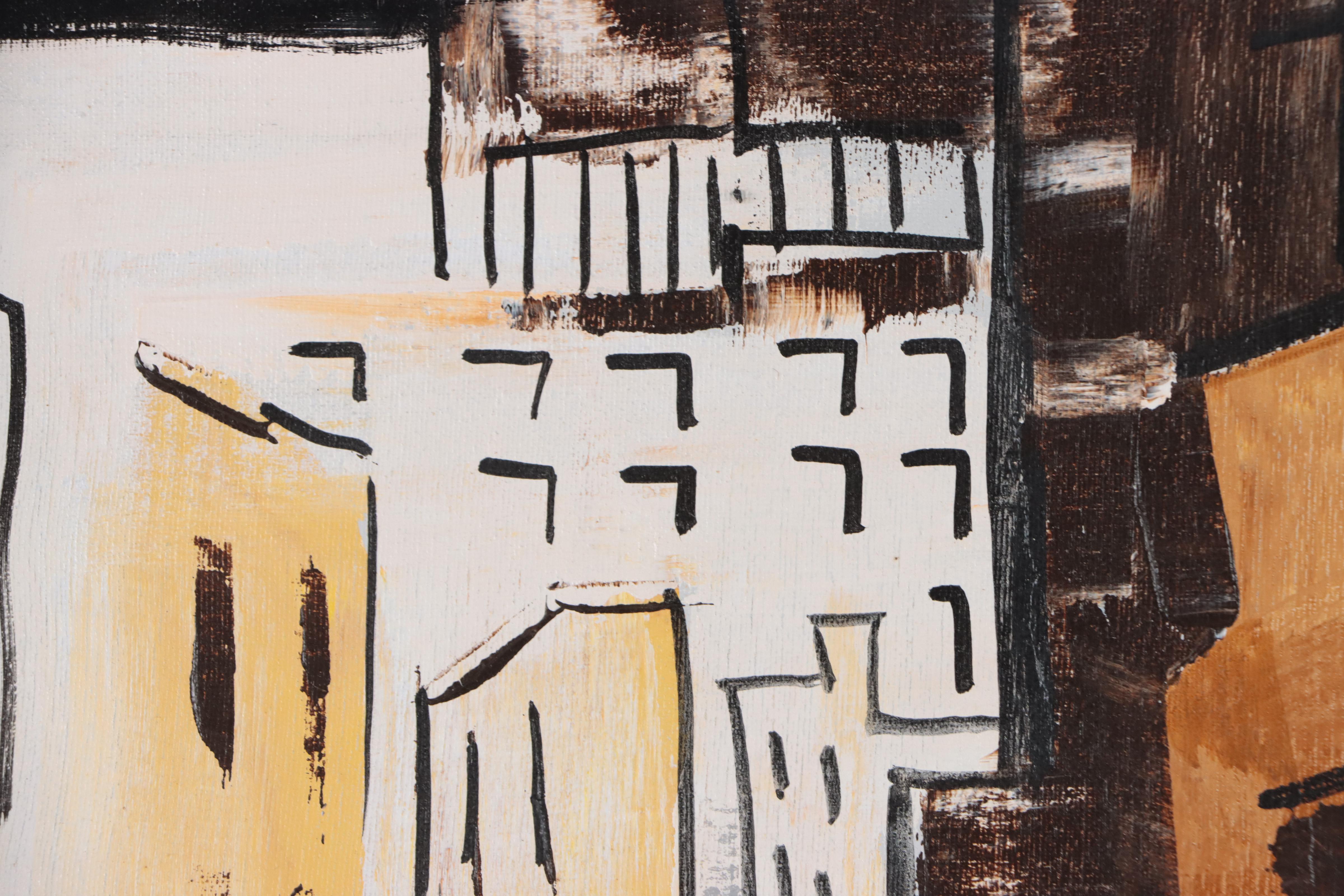 Constance Sullivan Oil Painting of Side Street, Late 20th Century