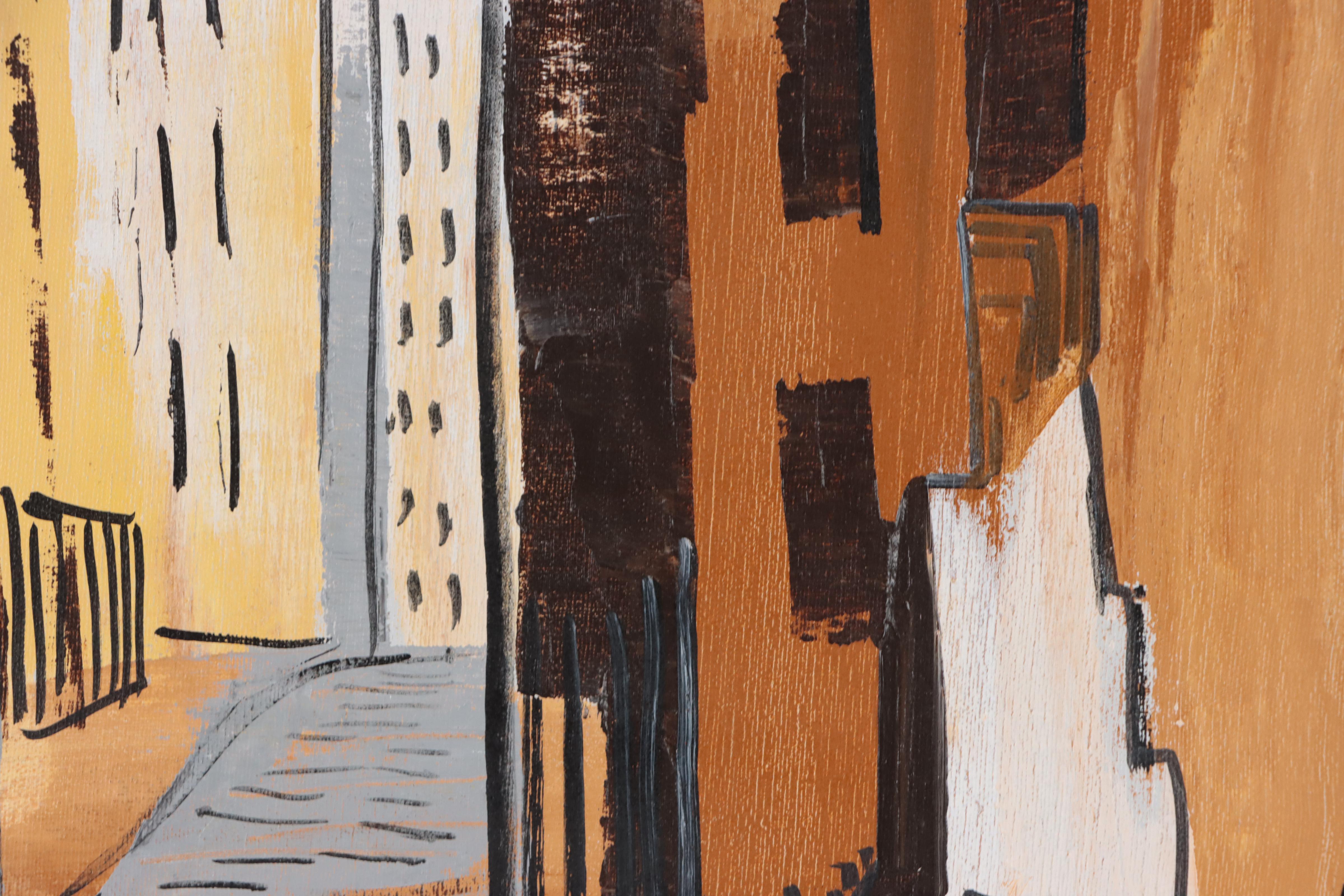 Constance Sullivan Oil Painting of Side Street, Late 20th Century