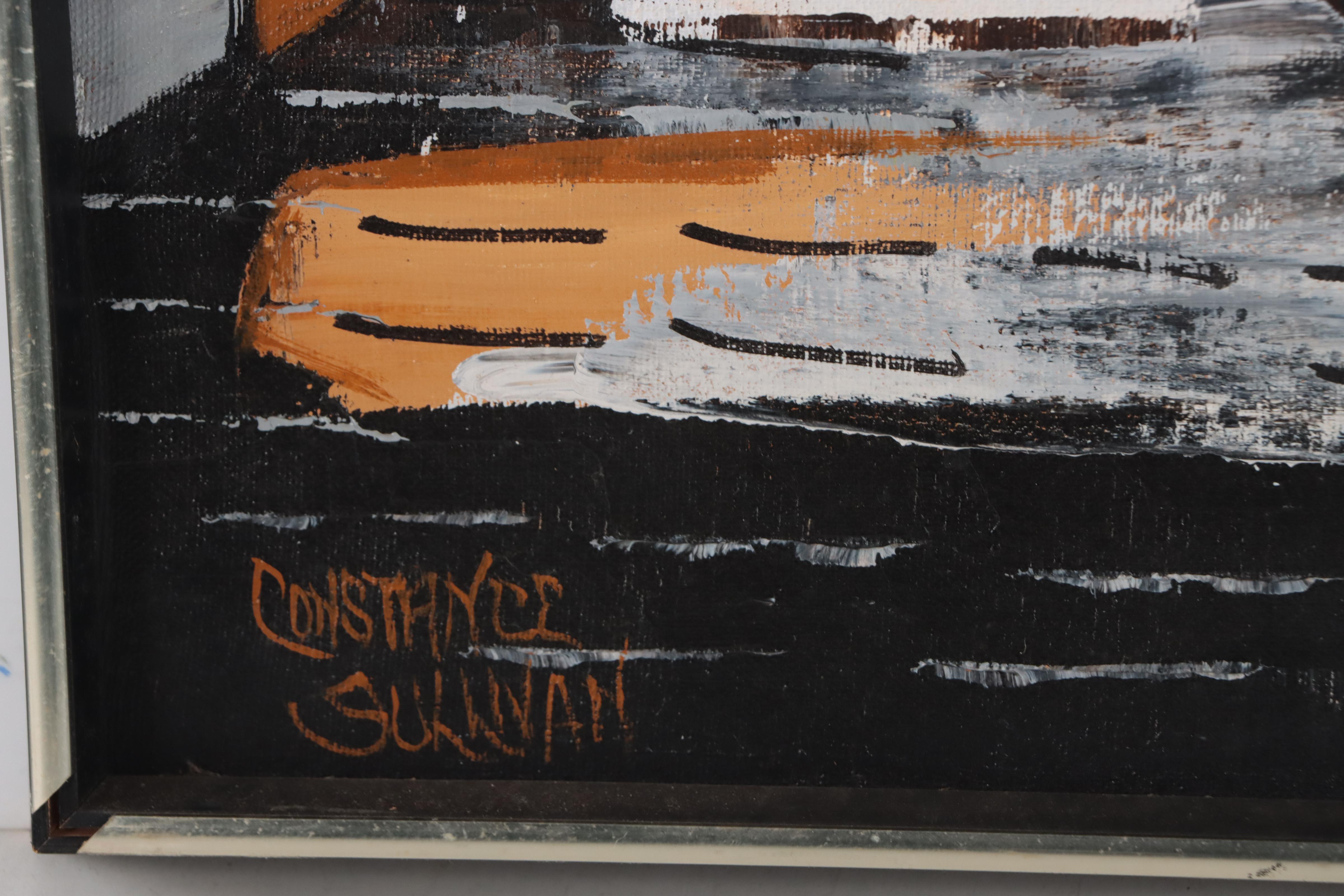 Constance Sullivan Oil Painting of Side Street, Late 20th Century