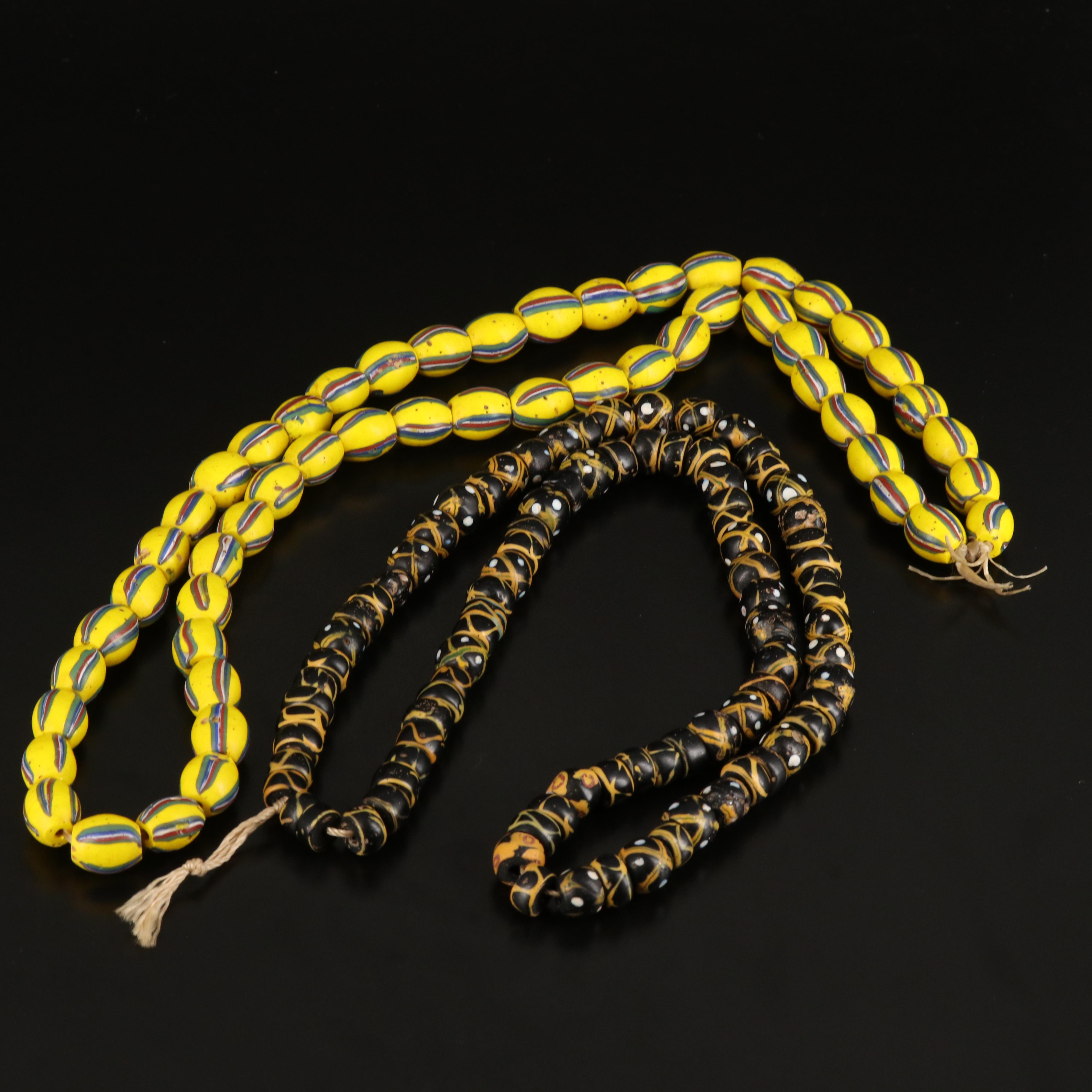 Ghanian Krobo and Venetian Glass Trade Bead Necklaces
