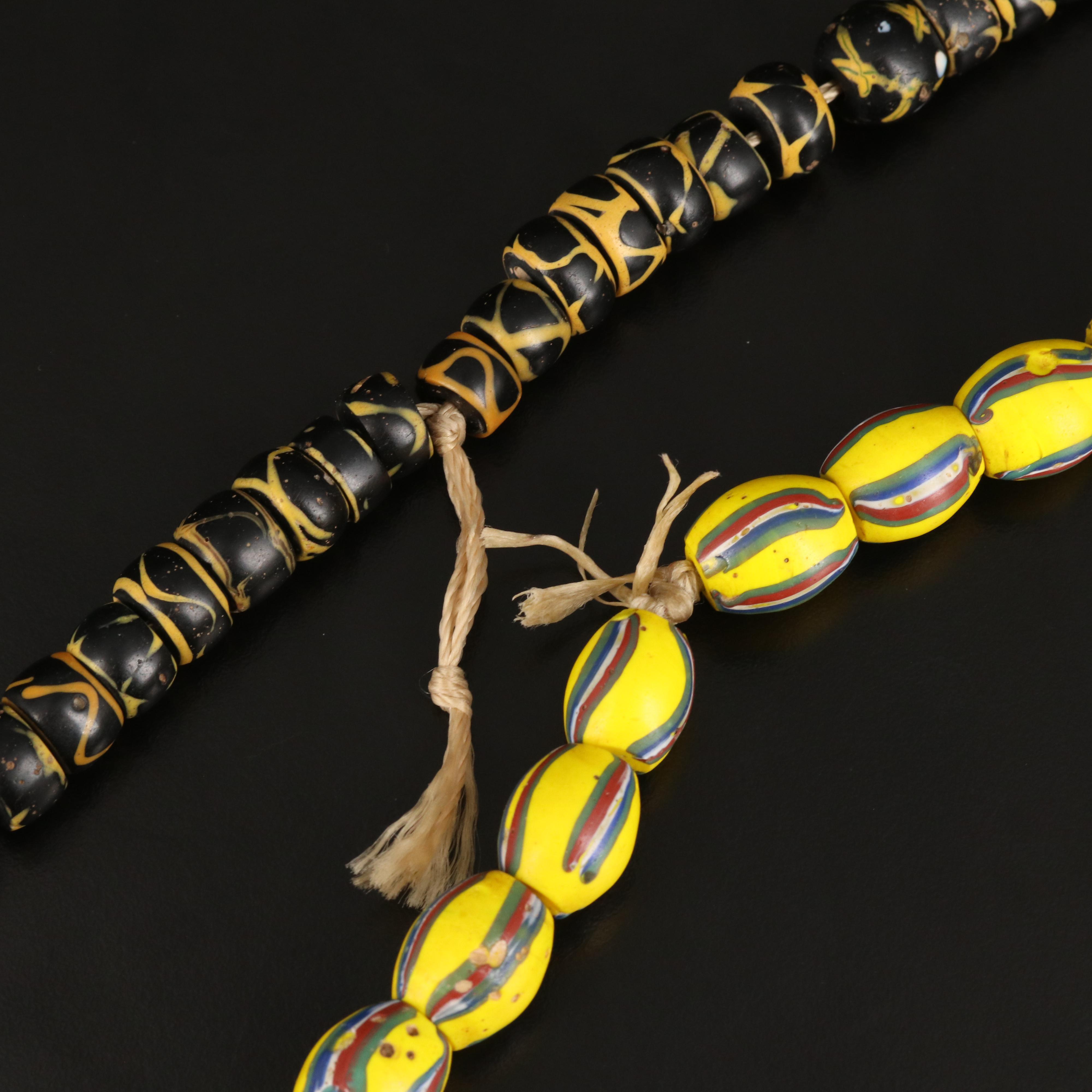 Ghanian Krobo and Venetian Glass Trade Bead Necklaces