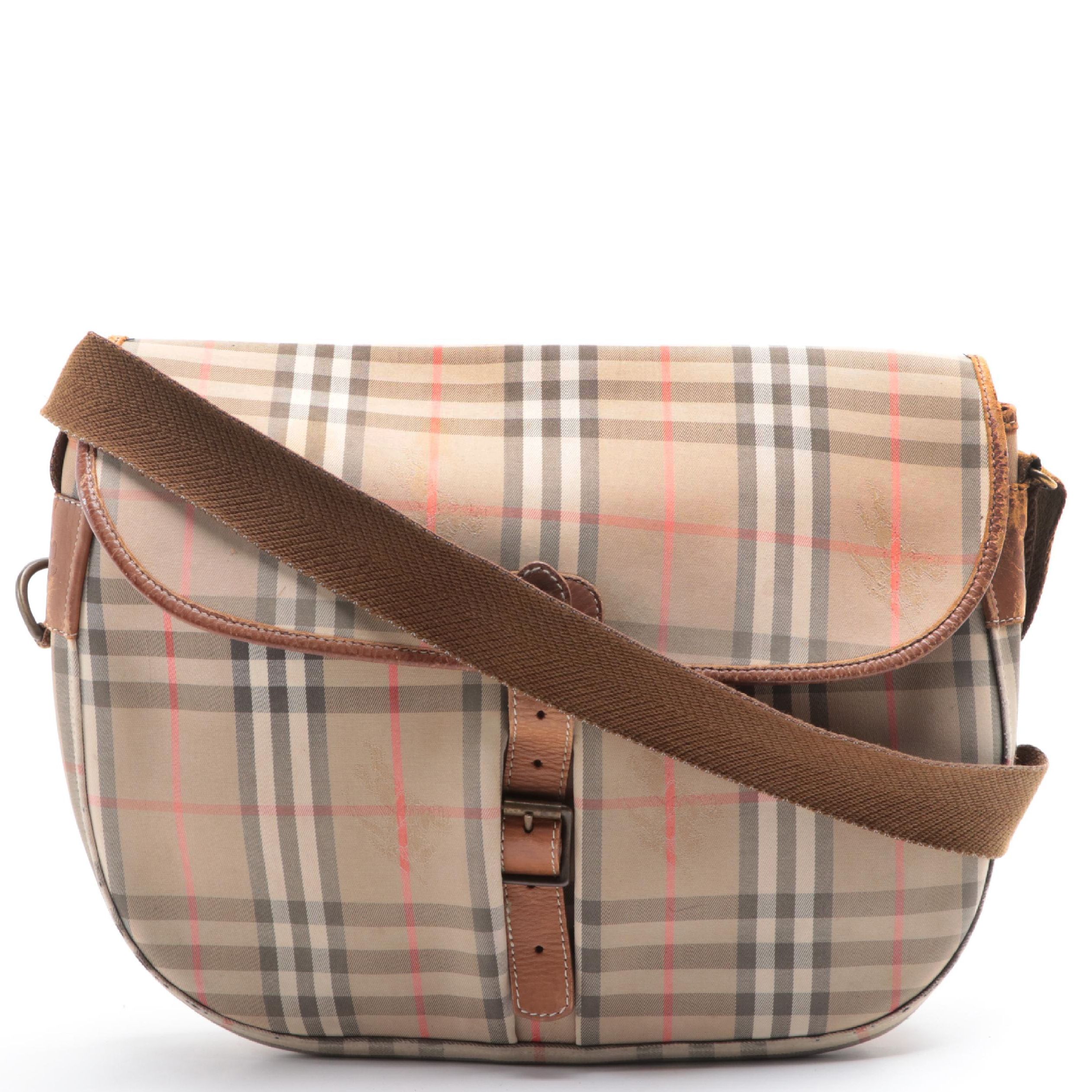 Burberrys Medium Flap Messenger Bag in Haymarket Check Gabardine/Leather