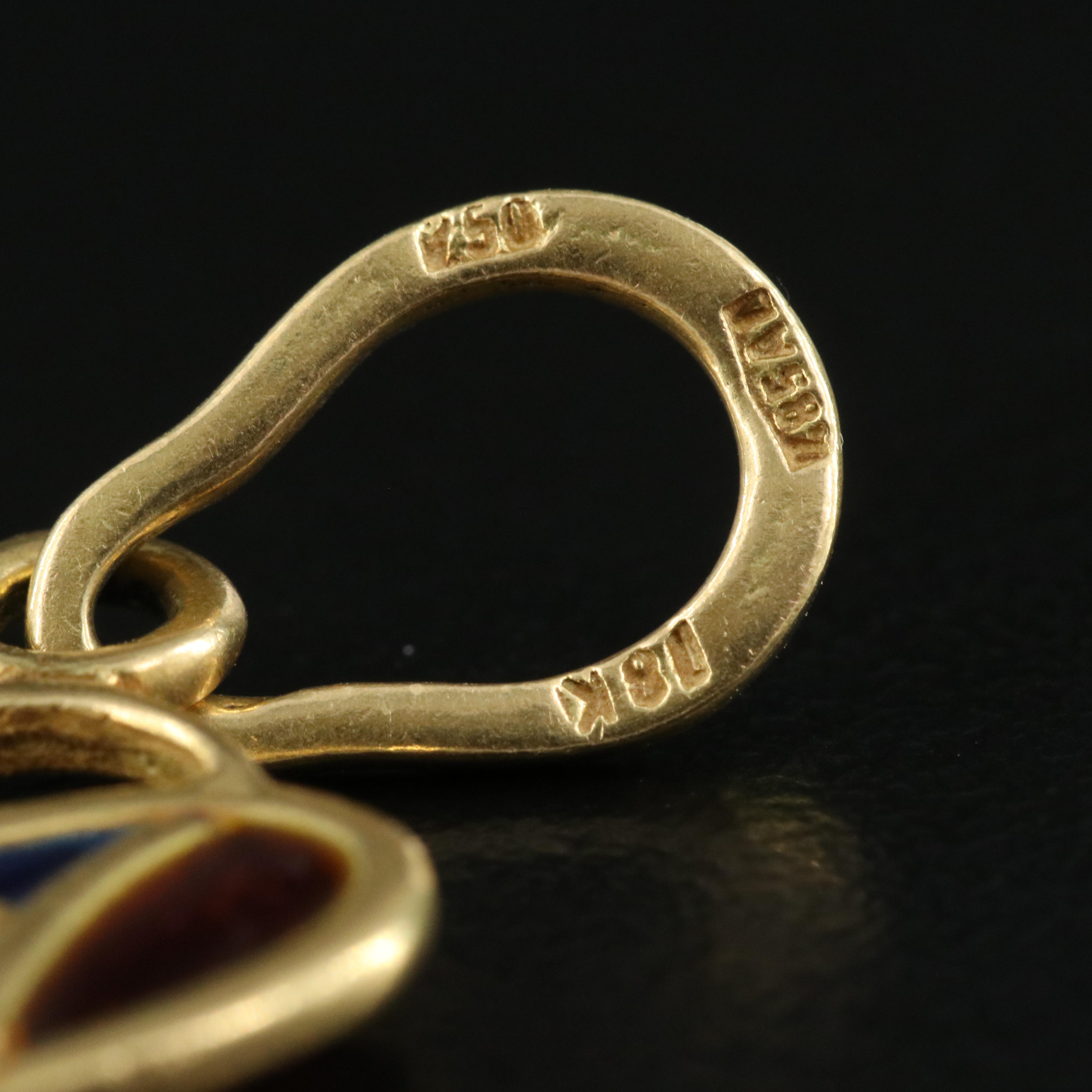 Italian 18K Plique-à-jour Butterfly Pendant