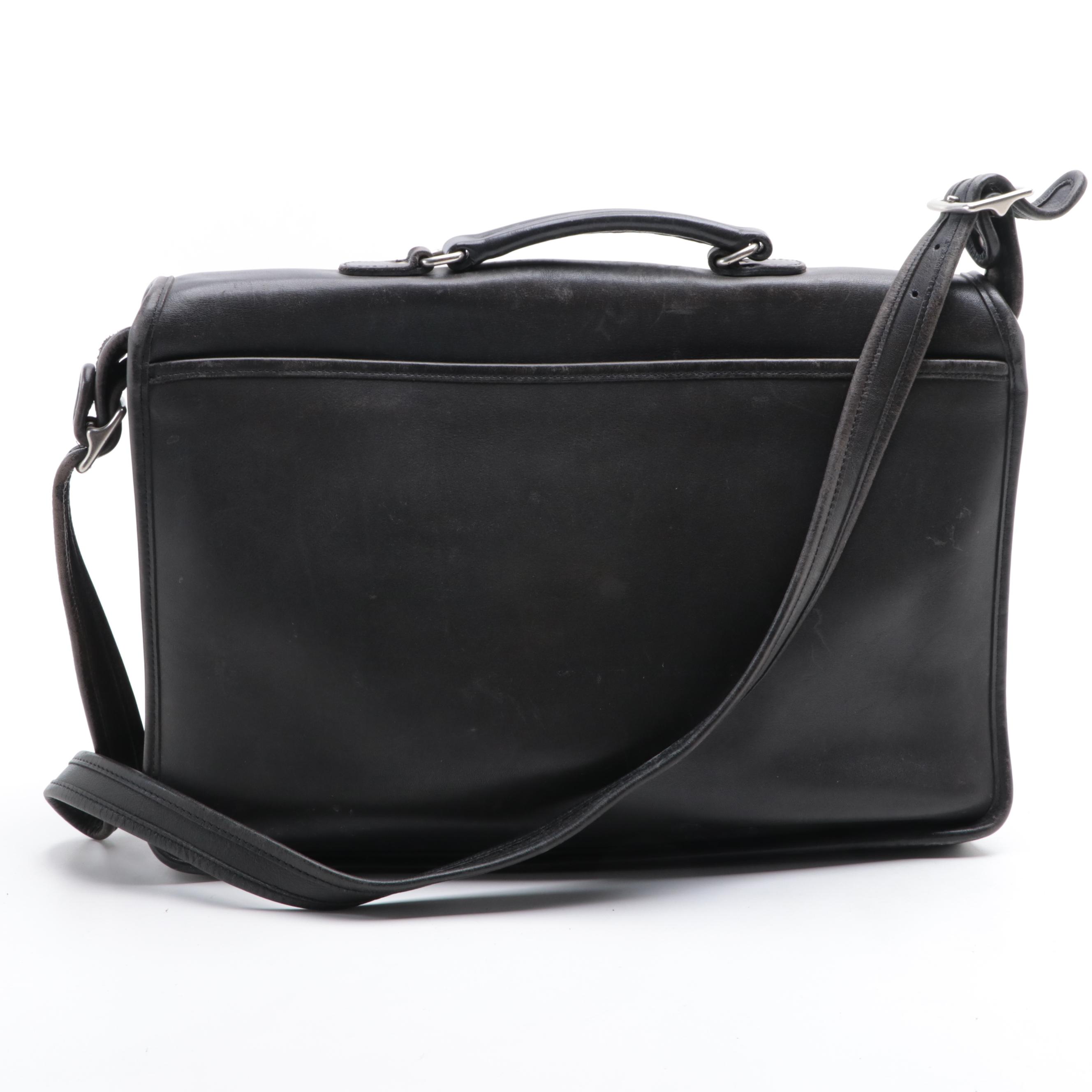Coach Top-Handle Briefcase in Black Leather w/Shoulder Strap