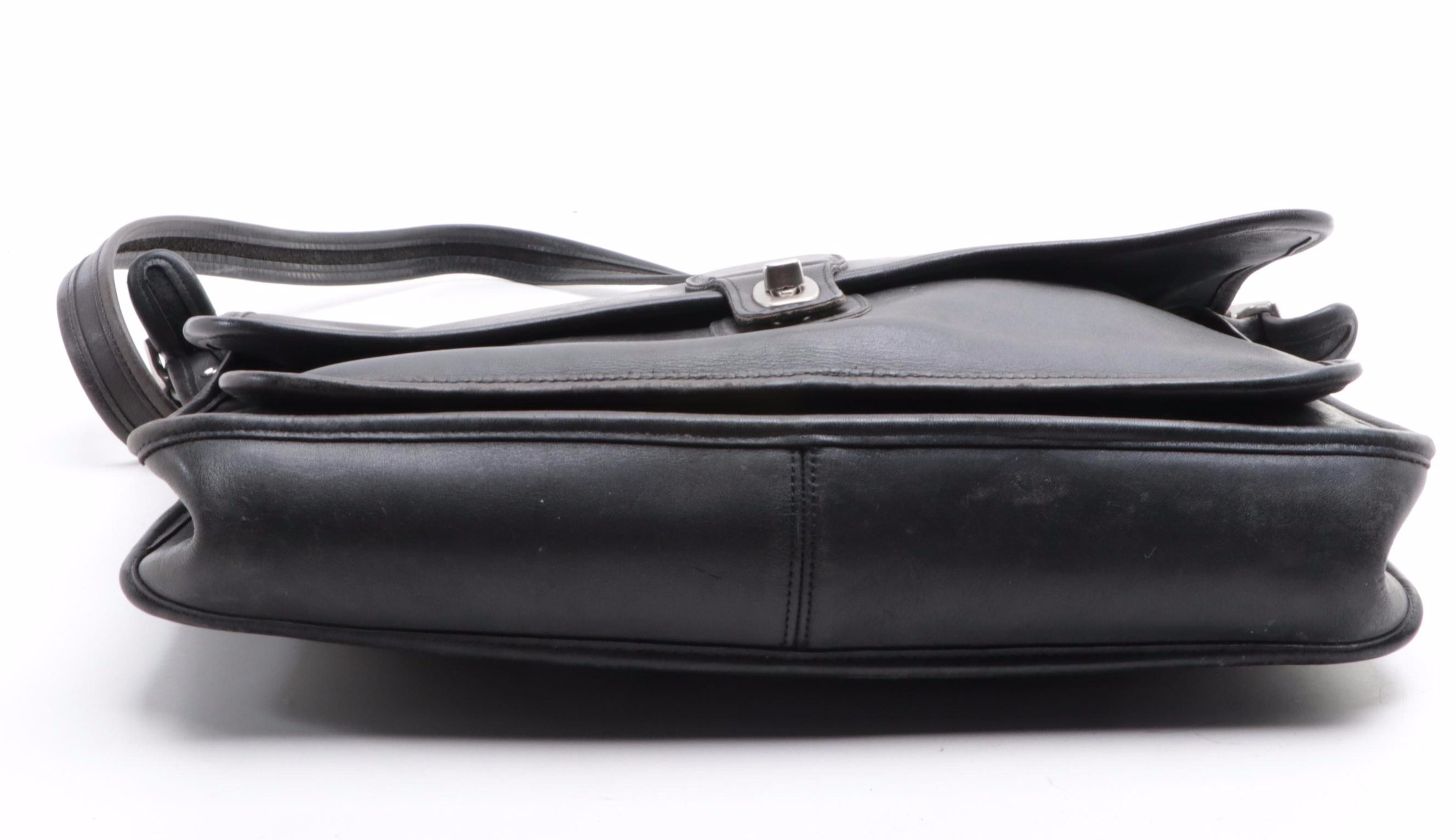 Coach Top-Handle Briefcase in Black Leather w/Shoulder Strap