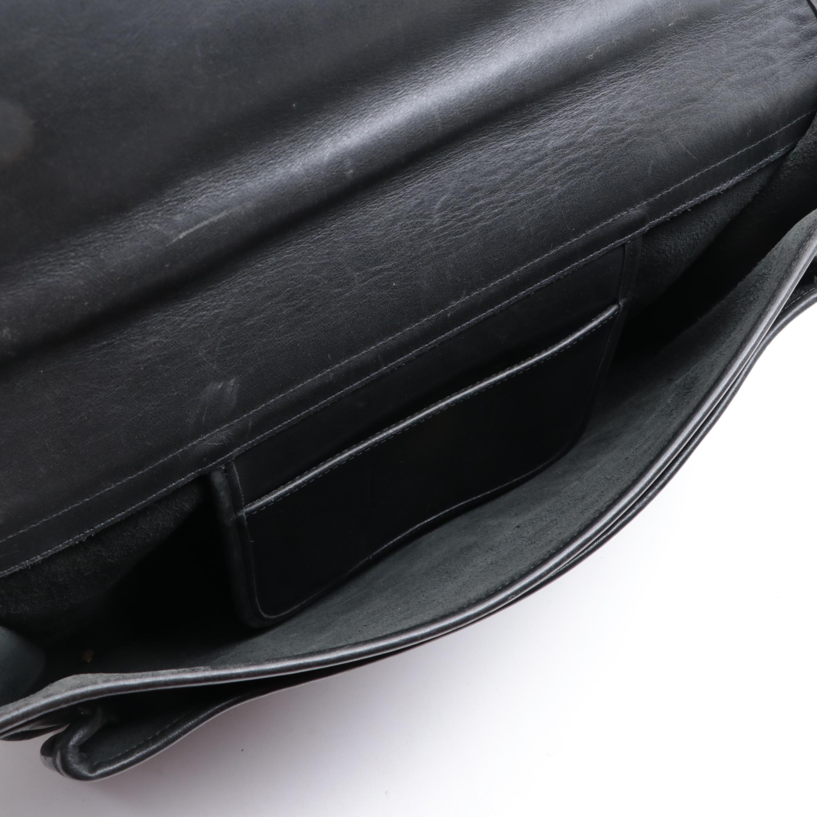 Coach Top-Handle Briefcase in Black Leather w/Shoulder Strap