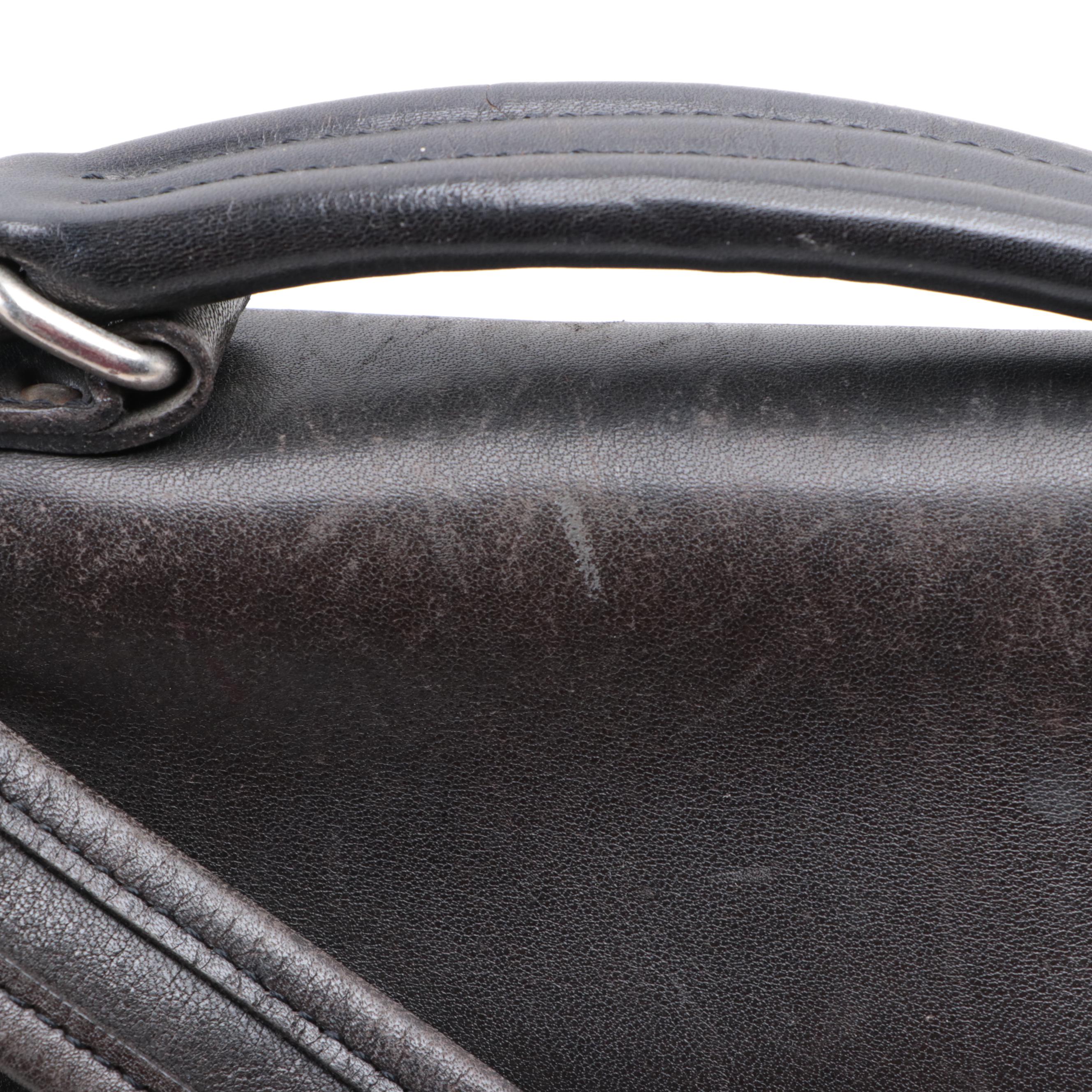 Coach Top-Handle Briefcase in Black Leather w/Shoulder Strap