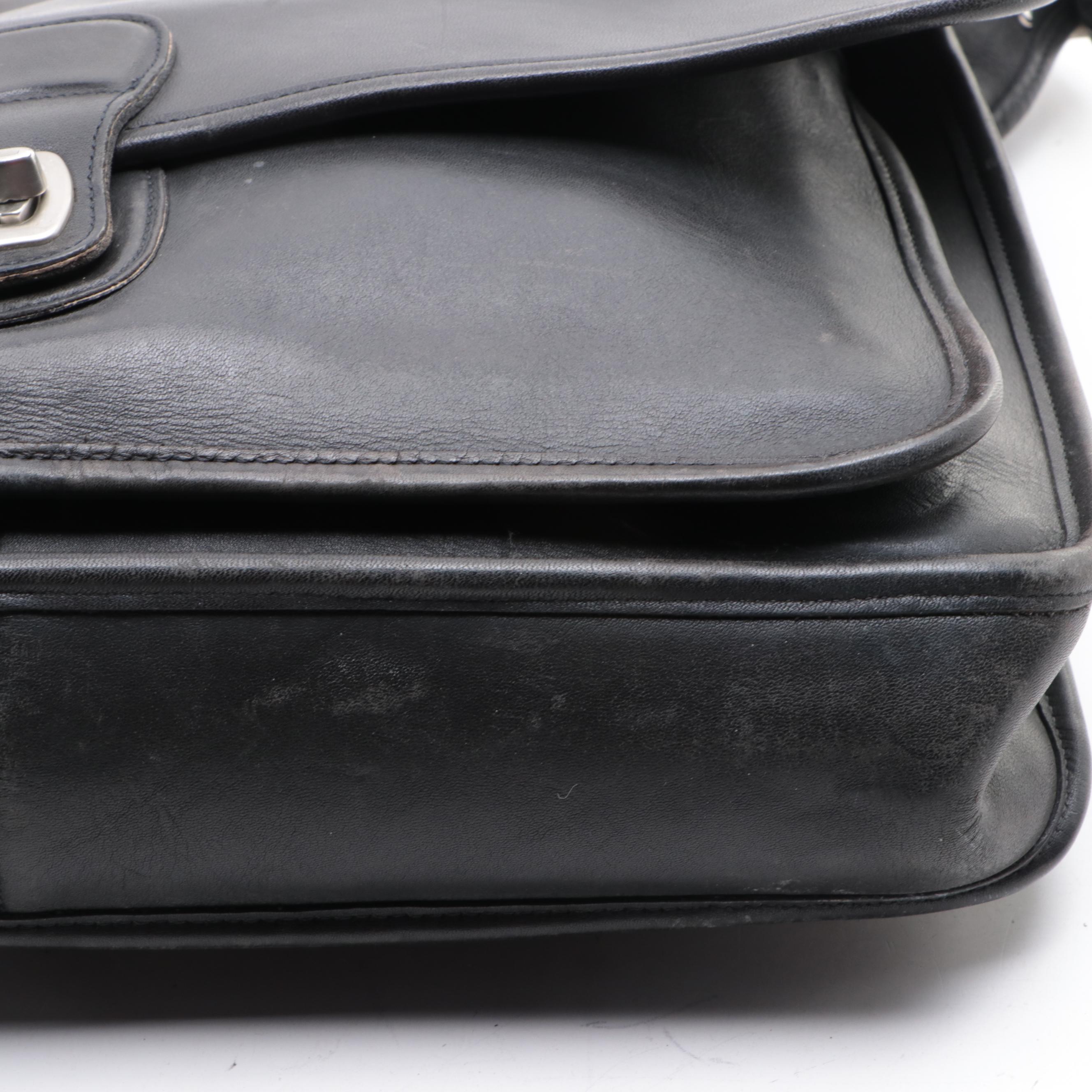 Coach Top-Handle Briefcase in Black Leather w/Shoulder Strap