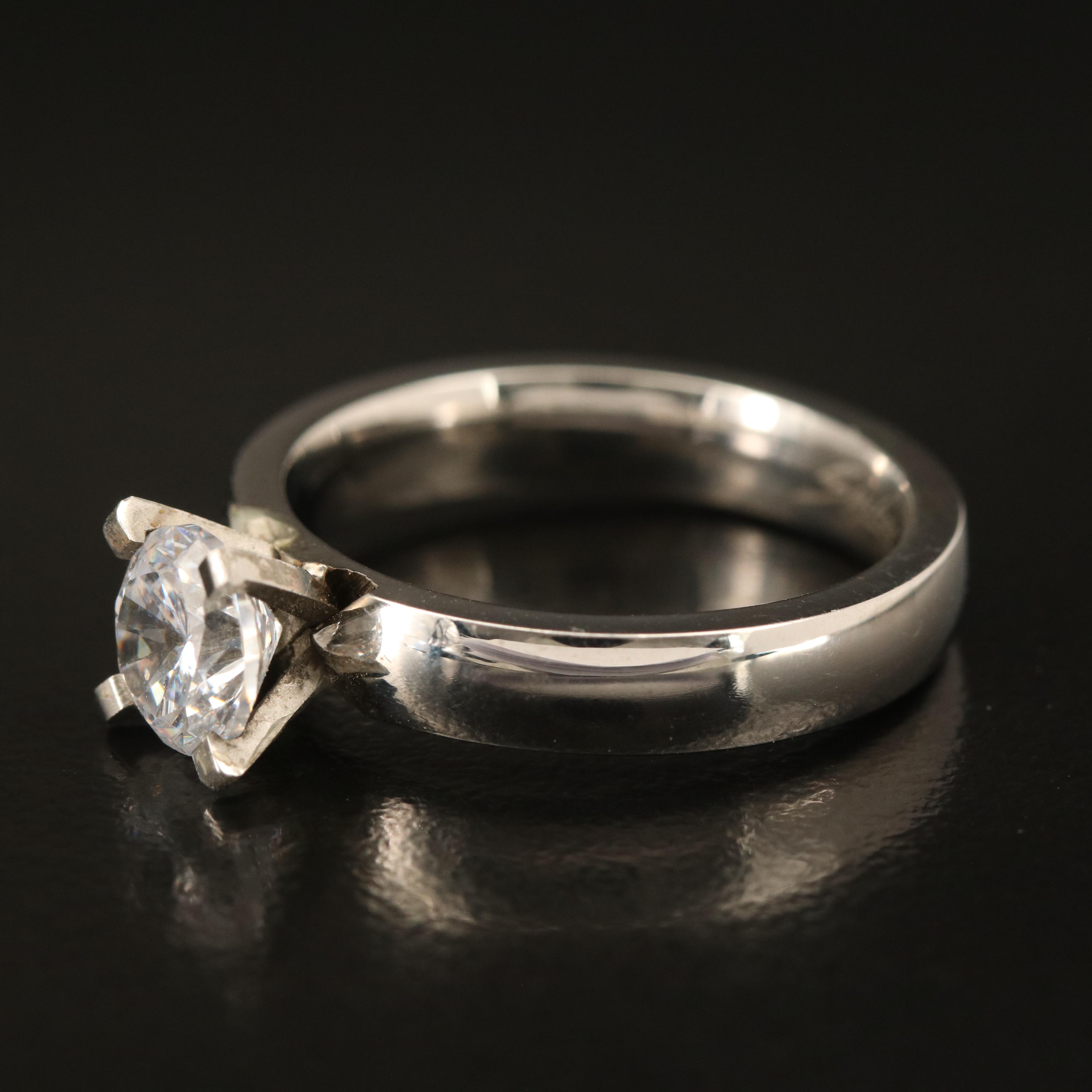 Stainless Steel Cubic Zirconia Comfort Fit Ring