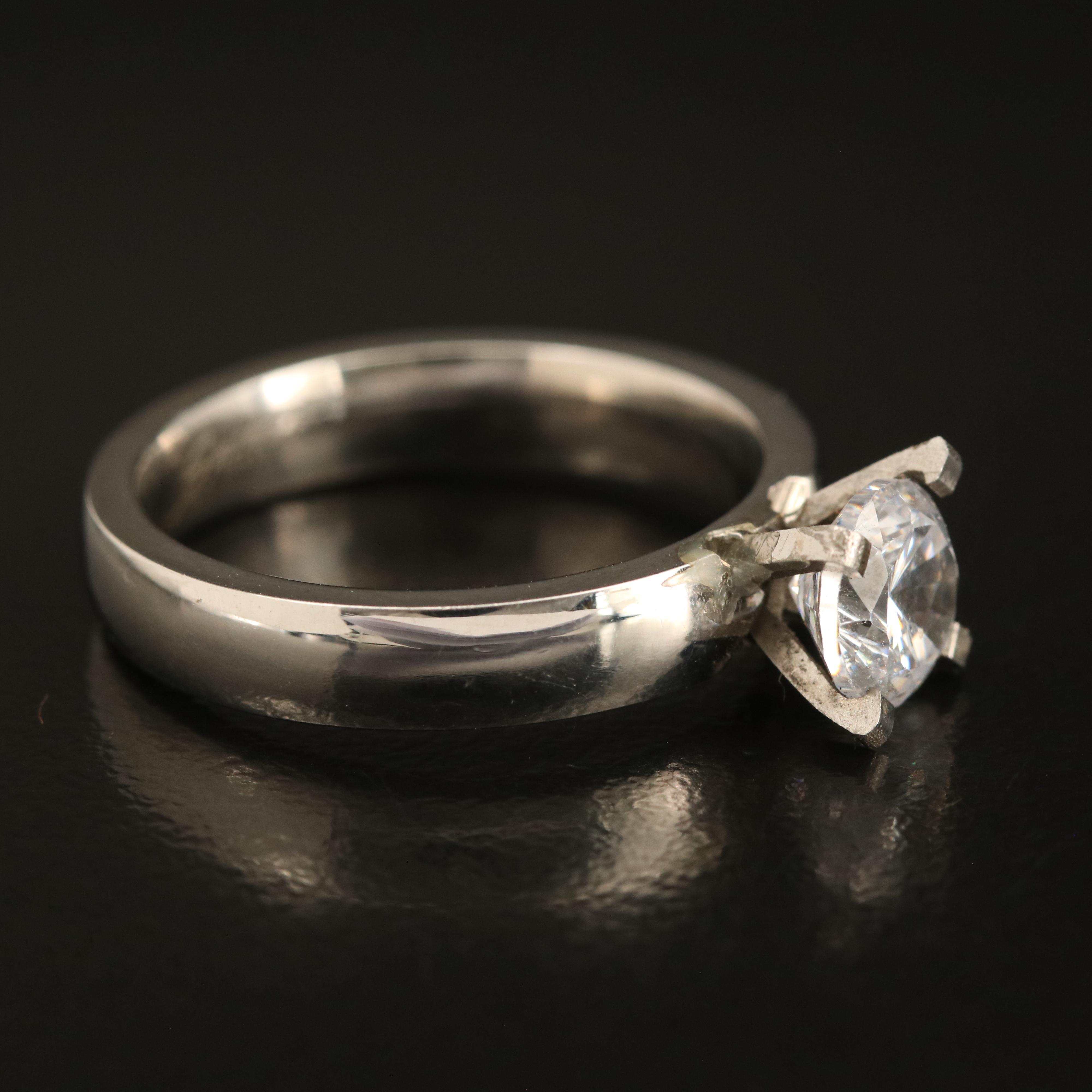 Stainless Steel Cubic Zirconia Comfort Fit Ring