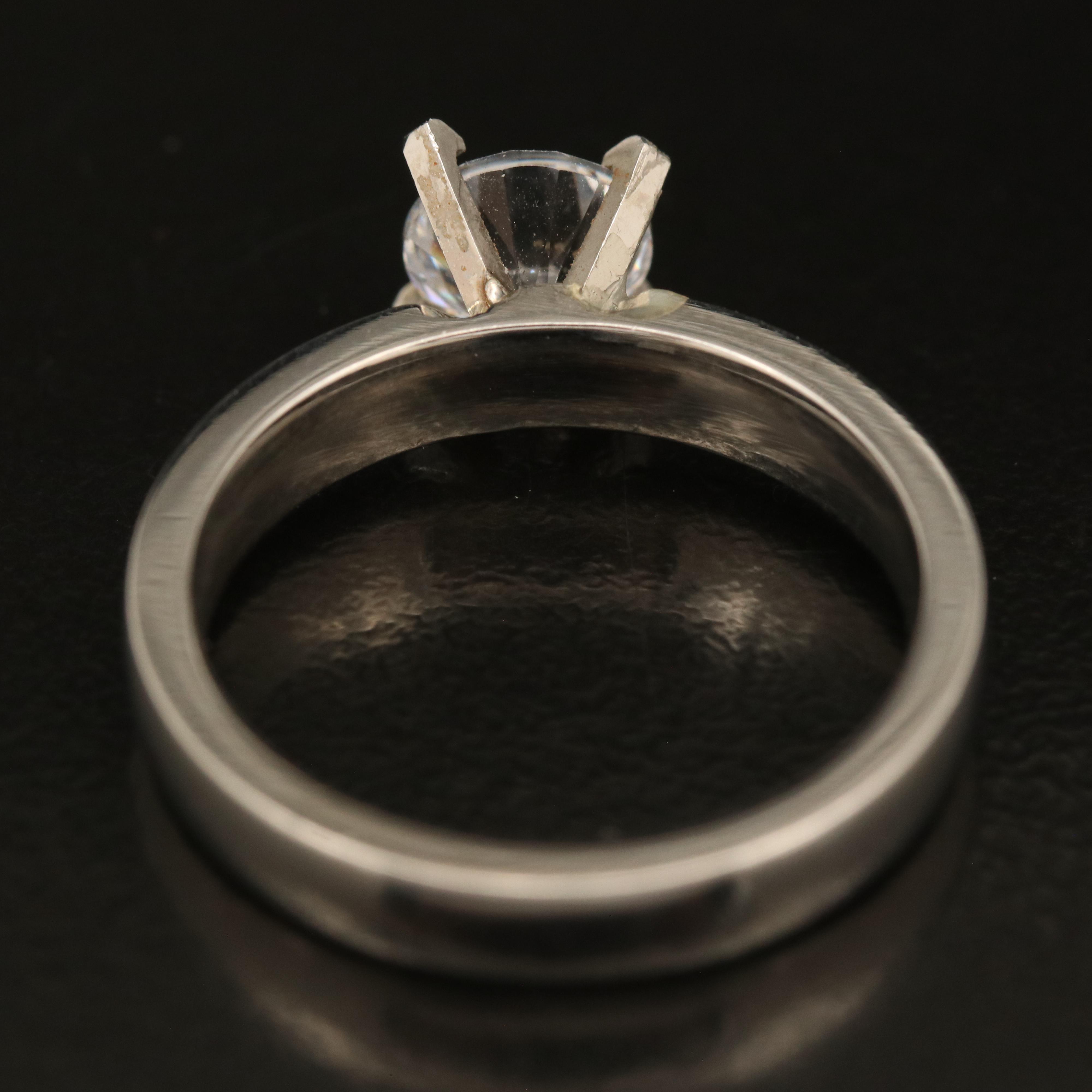 Stainless Steel Cubic Zirconia Comfort Fit Ring