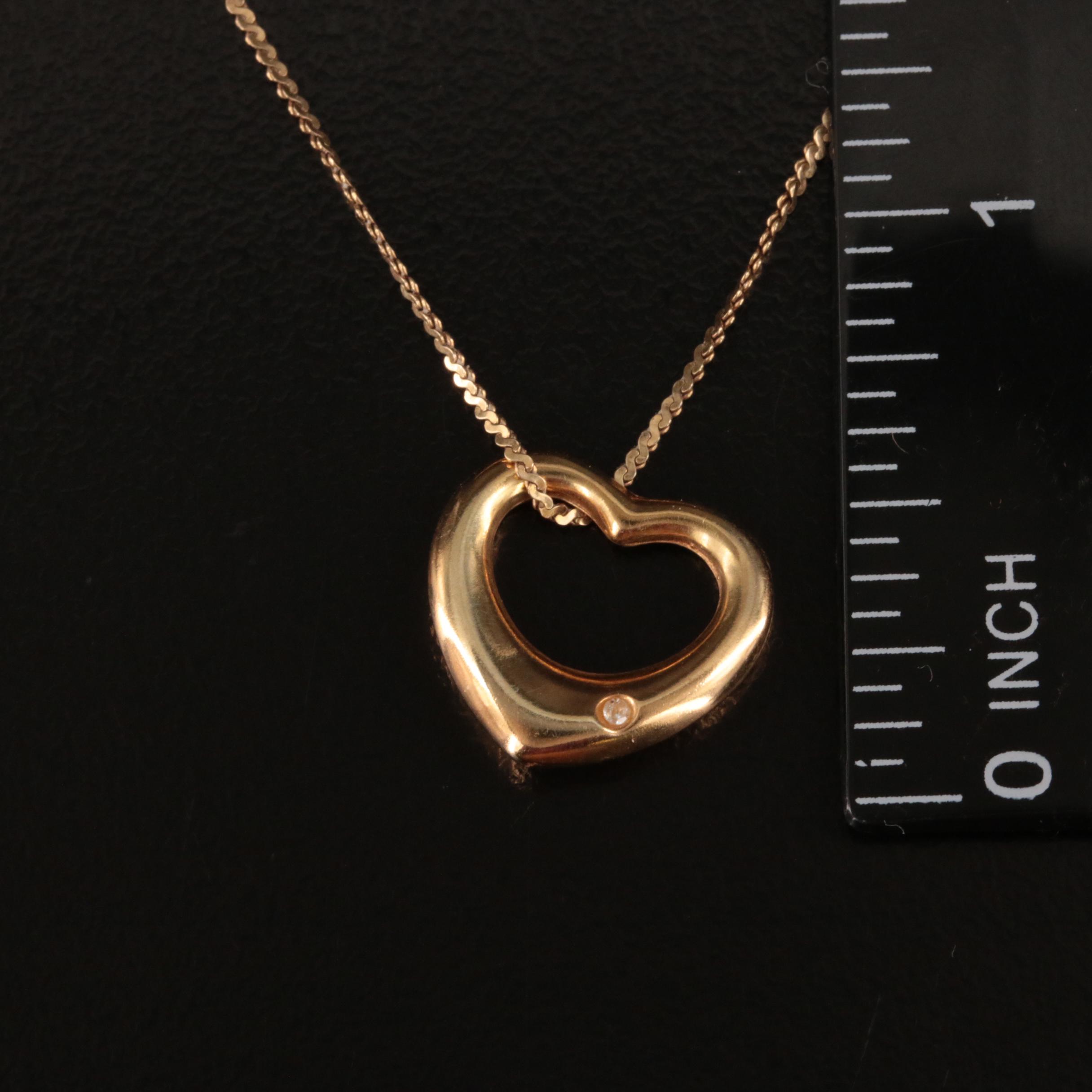 14K 0.01 CT Diamond Heart Pendant Necklace