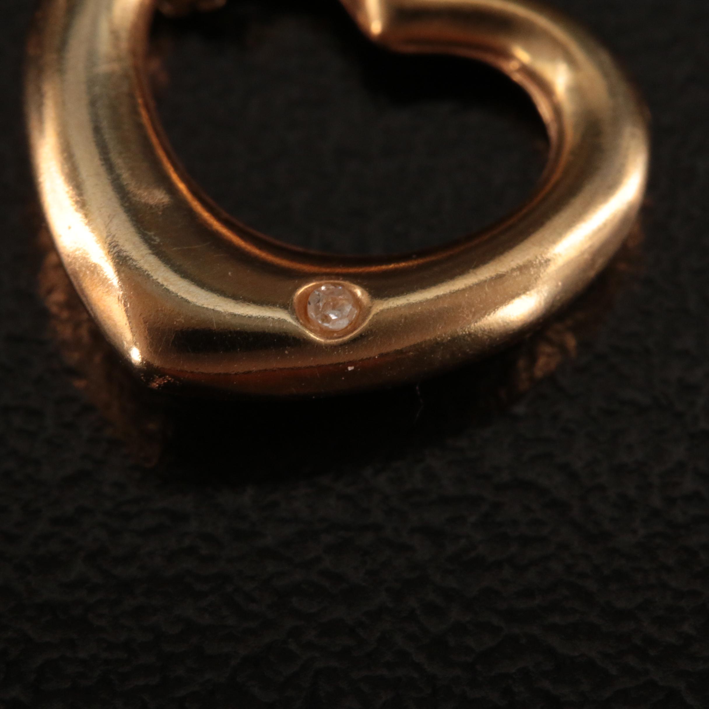 14K 0.01 CT Diamond Heart Pendant Necklace