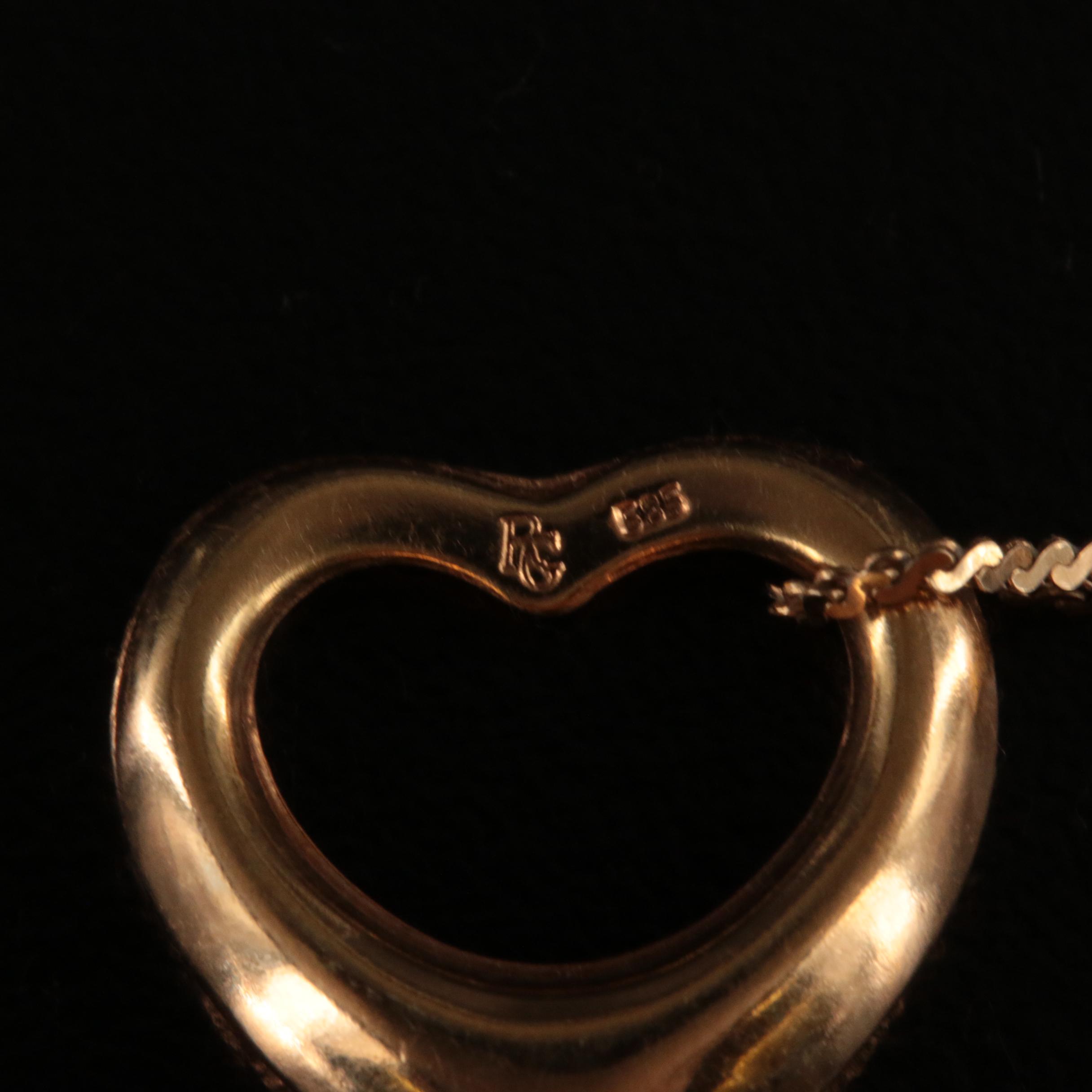 14K 0.01 CT Diamond Heart Pendant Necklace