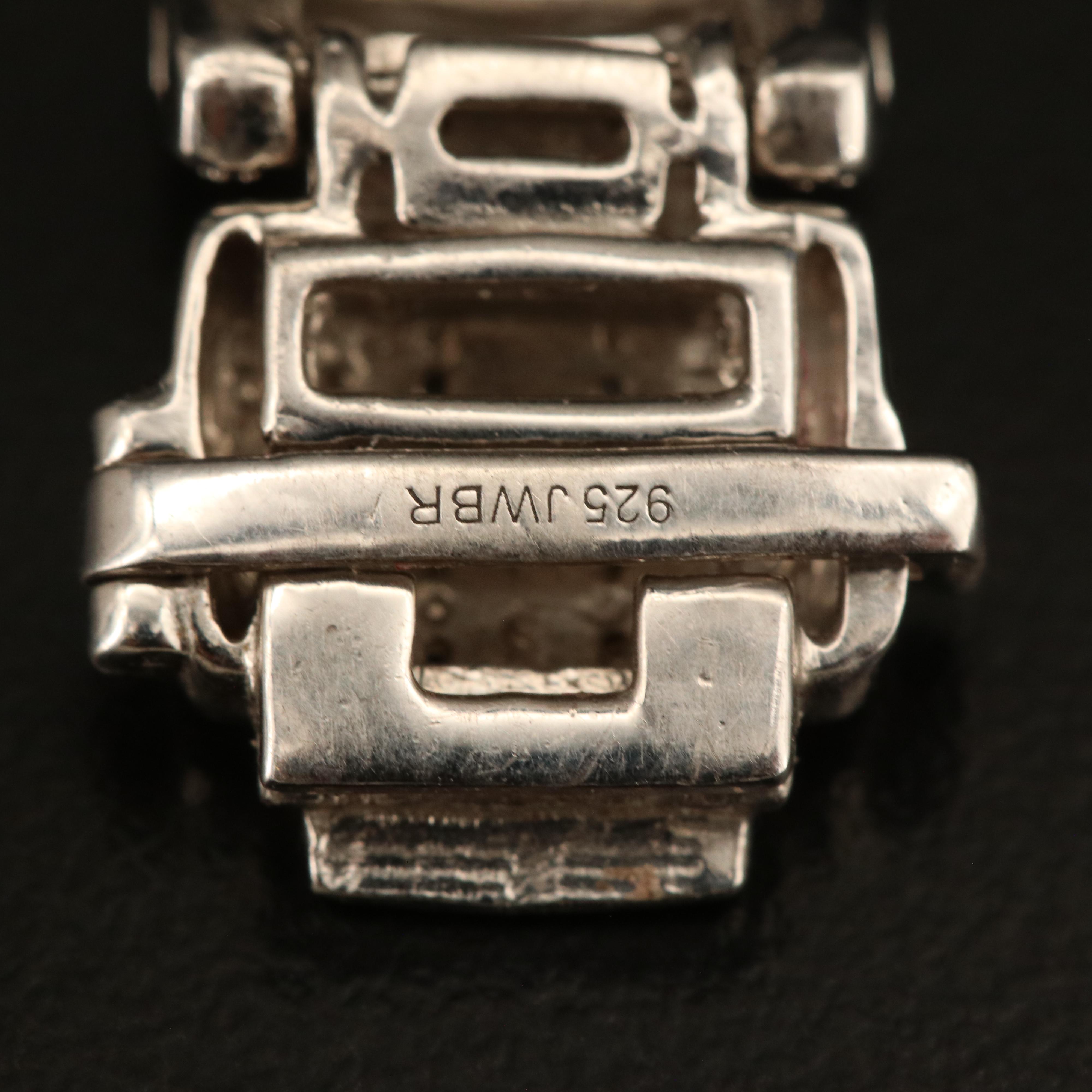 Sterling Diamond Fancy Link Bracelet