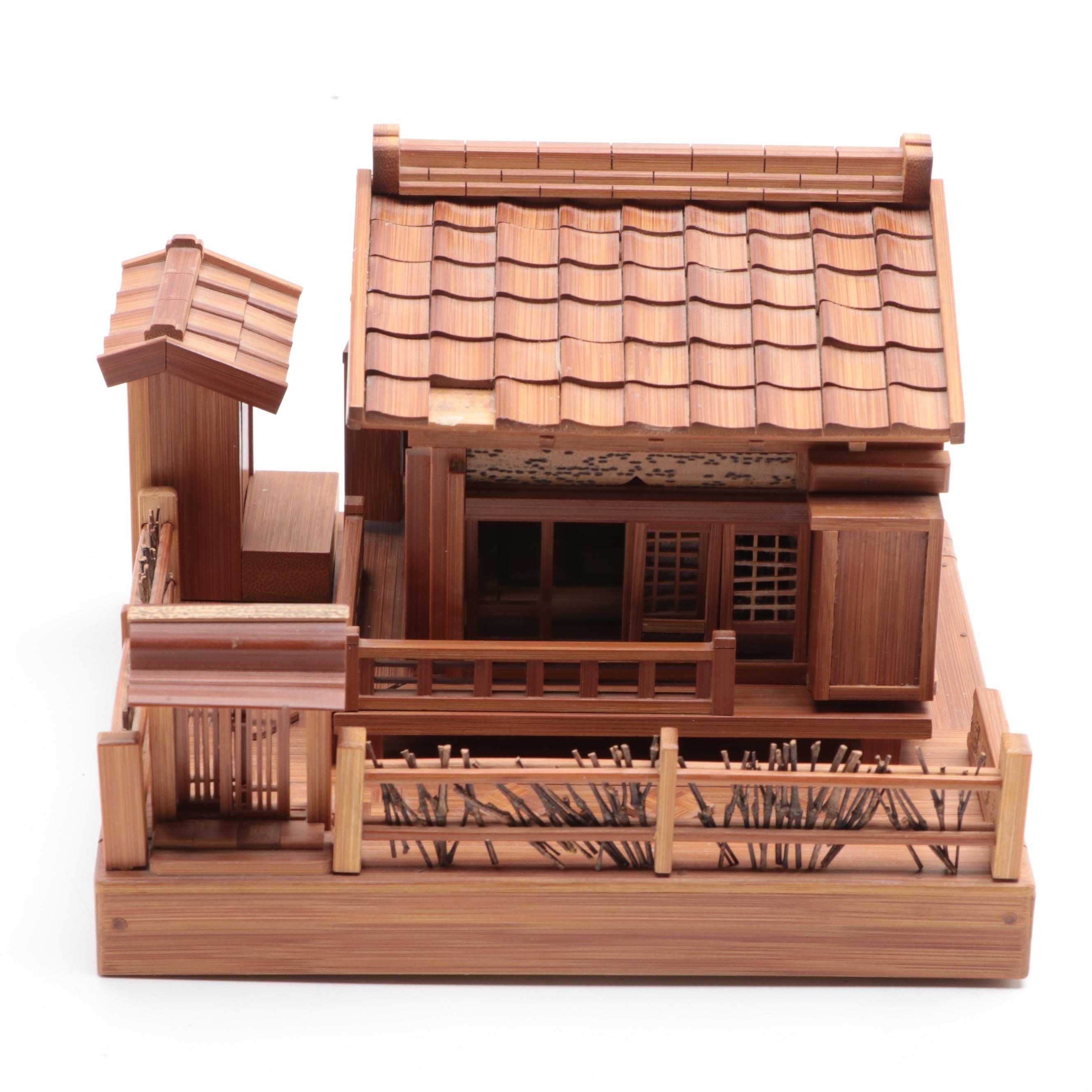 Miniature Japanese Tea House and Garden with Furnishings