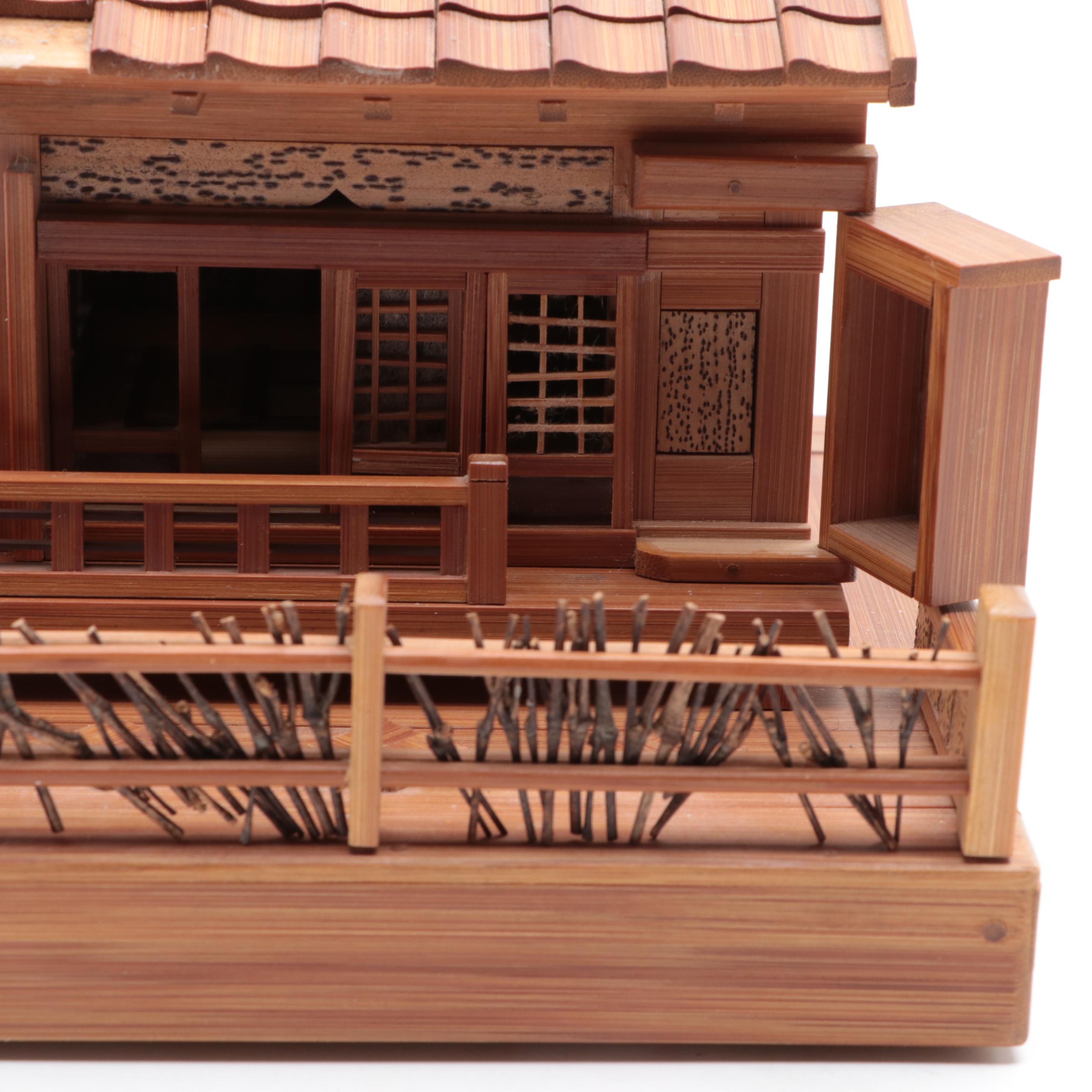 Miniature Japanese Tea House and Garden with Furnishings