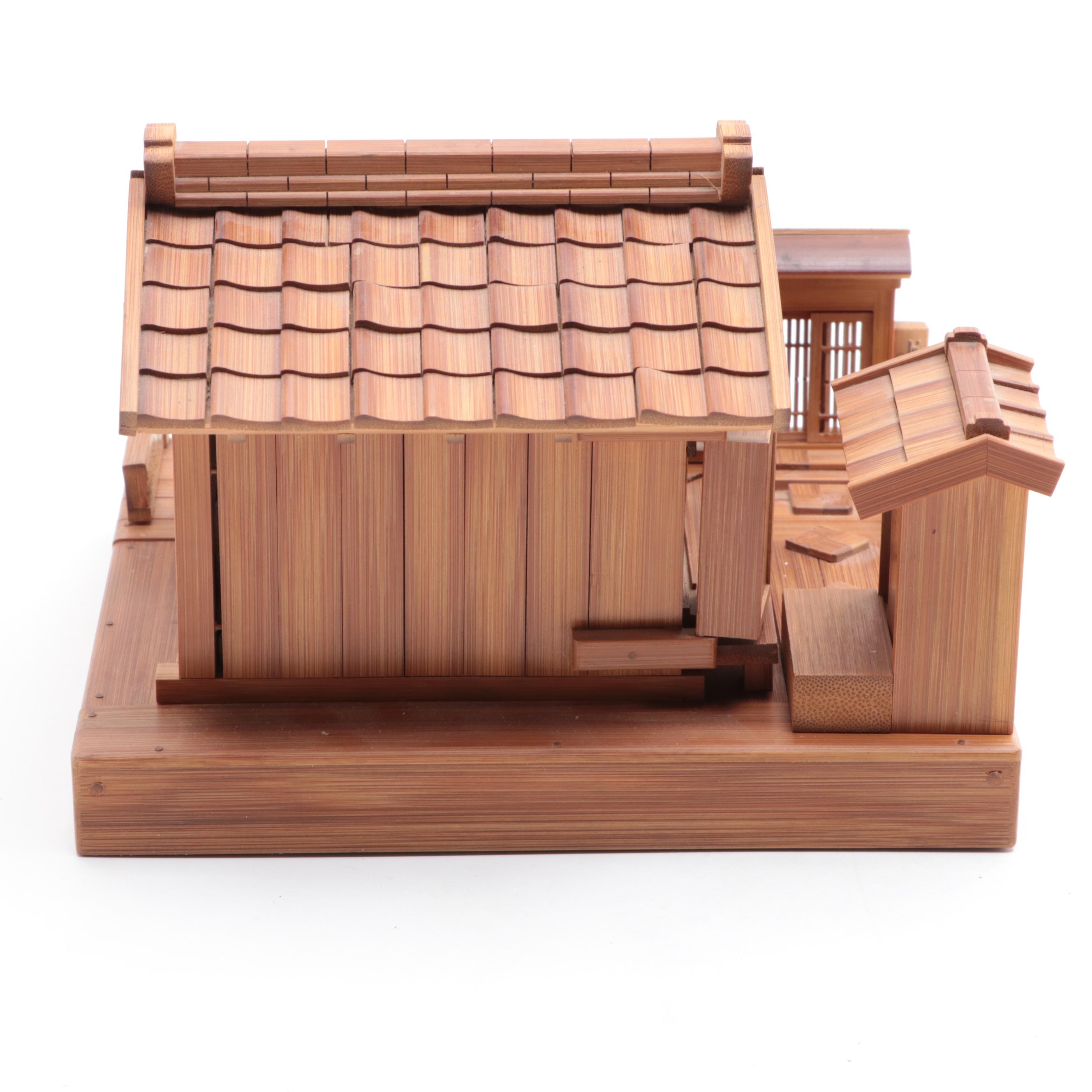 Miniature Japanese Tea House and Garden with Furnishings