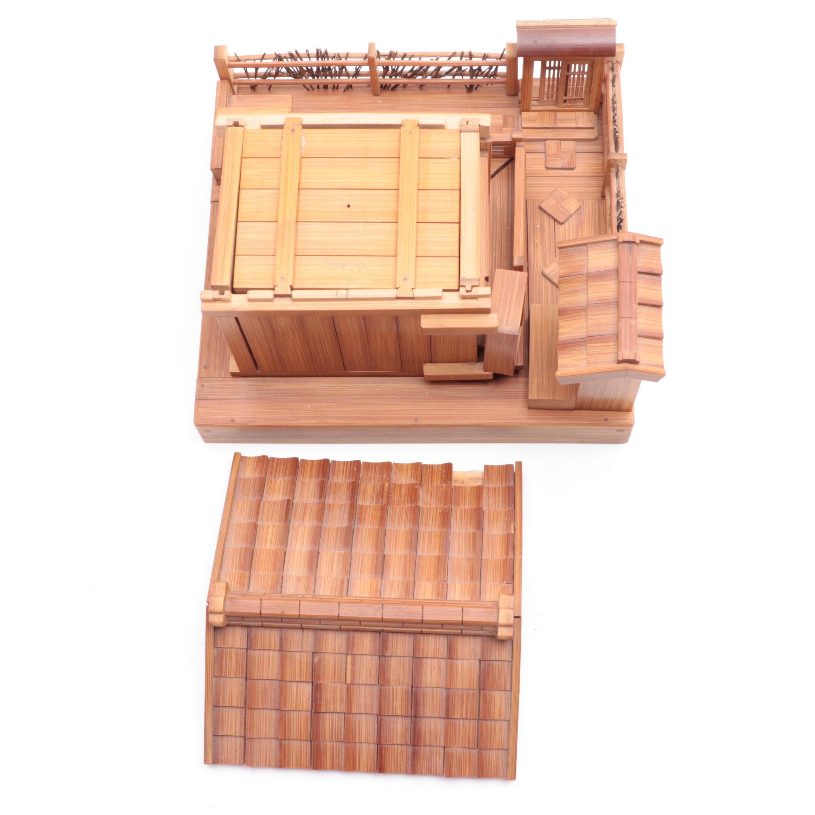 Miniature Japanese Tea House and Garden with Furnishings