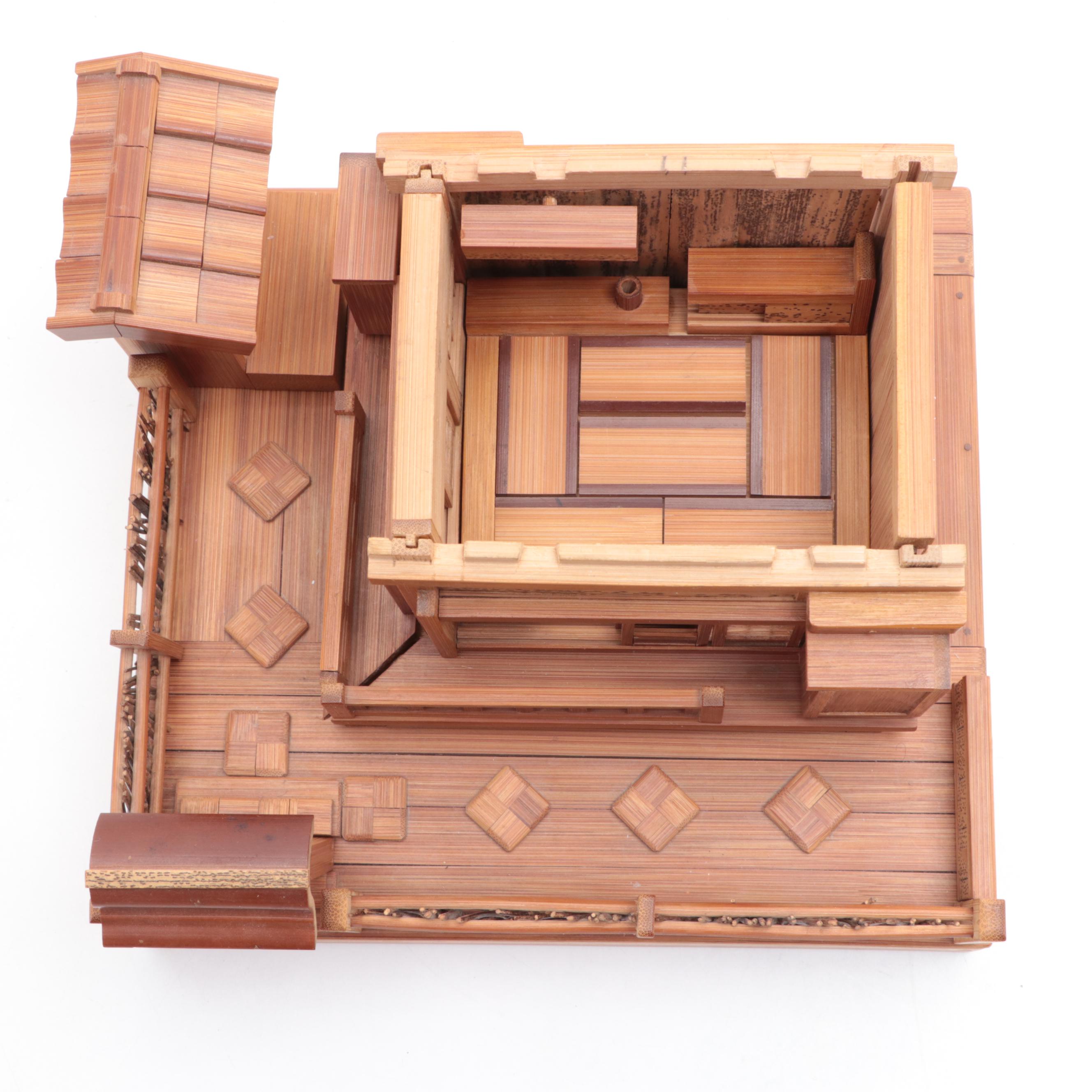 Miniature Japanese Tea House and Garden with Furnishings