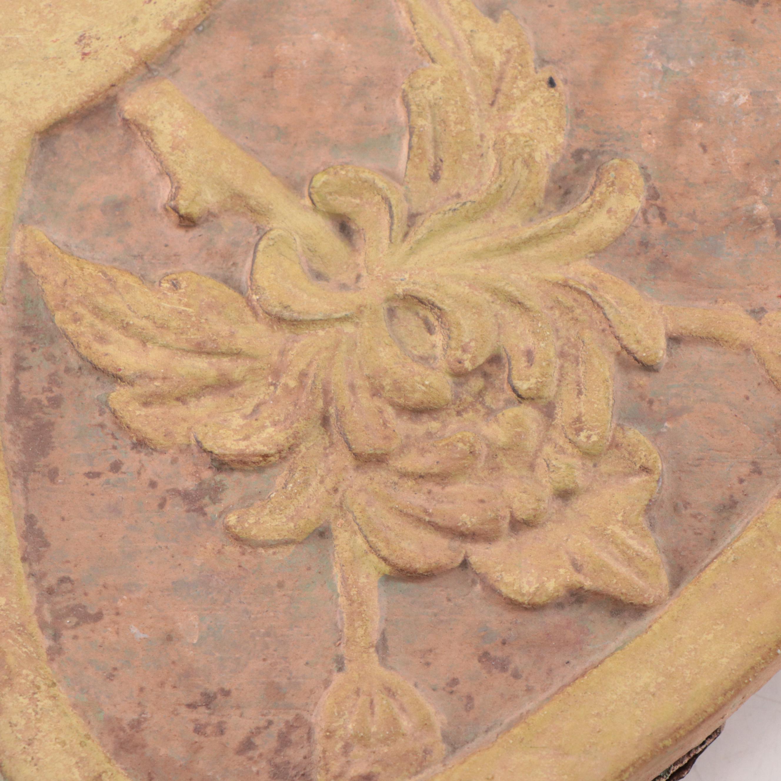 Vietnamese Carved Wooden Plaque and Indian Stone Offering Stand